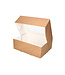 Kraft gebaksdoos met venster 260x200x90mm – 6 punts geplakt gebakdoos (50 stuks)