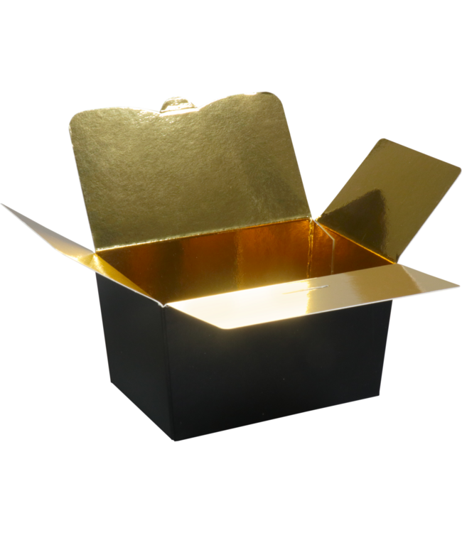 Black cardboard ballotin 150g – gold interior – luxury chocolate box – 50 pcs