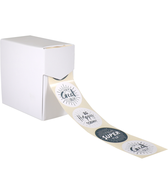 Etiket Sparks for men assorti – papieren cadeau etiketten – 500 per rol in dispenser doosje