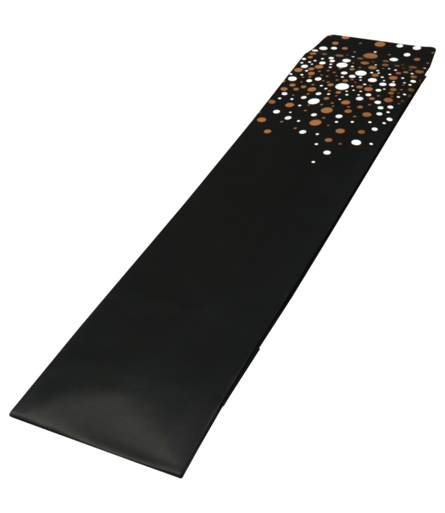 Party Spot black wine bottle bag FSC 95x95x410mm – luxury paper bottle gift bag with gold and white dots (25 pcs)