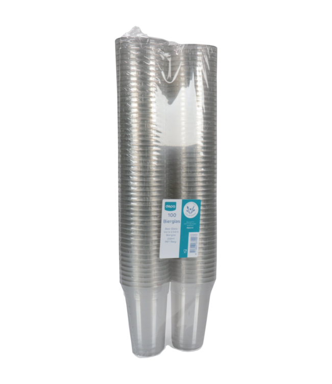 Transparent RPET Beer Cup 250/300 ml – Reusable Drinking Cup – Pack of 100 (incl. SUP €1.00)