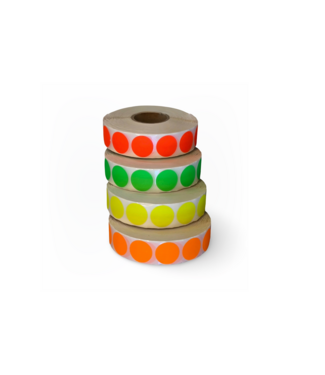 Fluorescent Round Labels 25mm, 2000 pcs