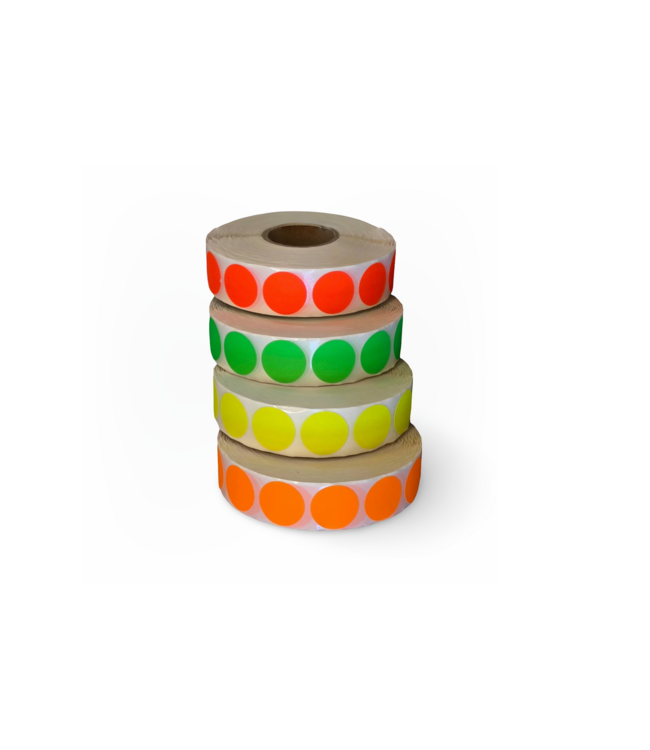 Fluorescent Round Labels Ø25mm on Roll – 2000 pcs