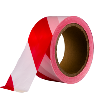 Afzetlint 50mm x 100m wit/rood