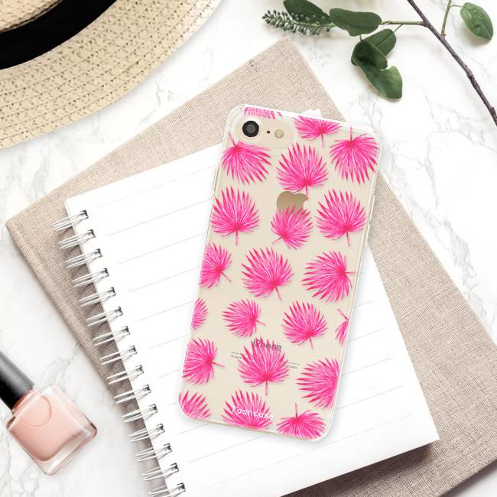 FOONCASE Iphone 7 Case - Pink leaves