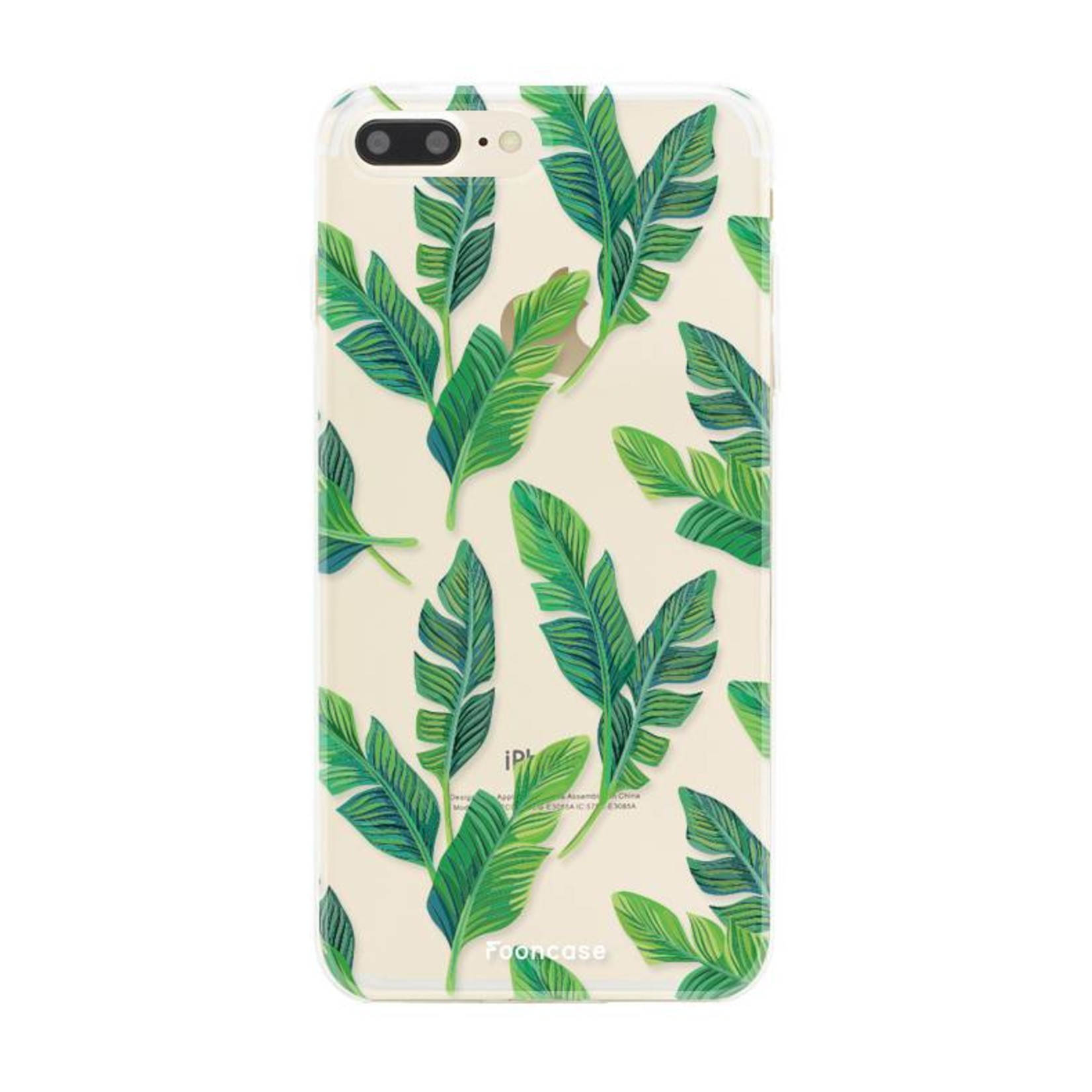 FOONCASE iPhone 7 Plus hoesje TPU Soft Case - Back Cover - Banana leaves / Bananen bladeren