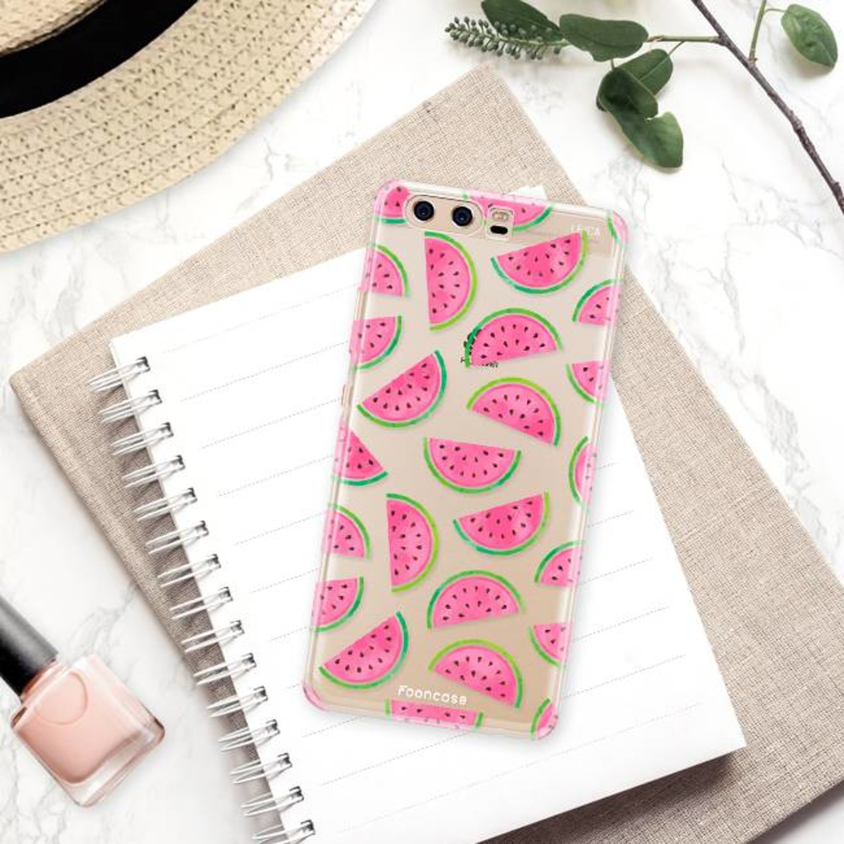 FOONCASE Fooncase Hoesje Geschikt voor Huawei P10 - Shockproof Case - Back Cover / Soft Case - Watermeloen