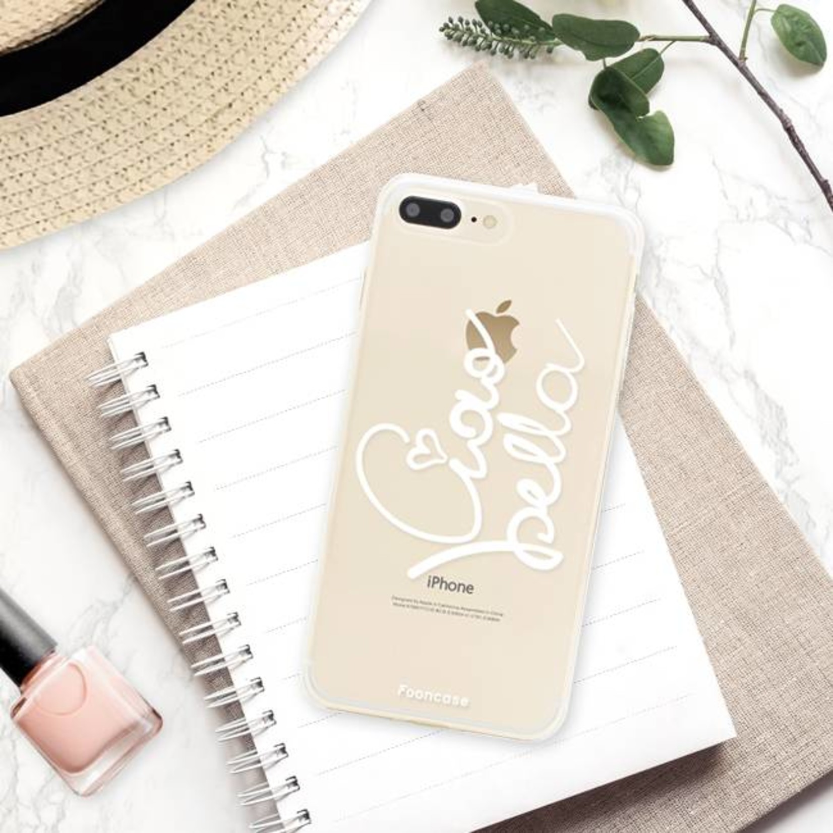 FOONCASE Fooncase Hoesje Geschikt voor iPhone 8 Plus - Shockproof Case - Back Cover / Soft Case - Ciao Bella!