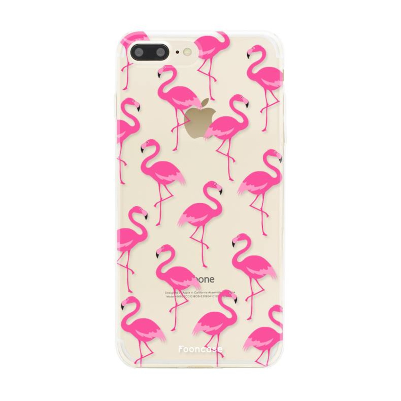 FOONCASE Fooncase Hoesje Geschikt voor iPhone 8 Plus - Shockproof Case - Back Cover / Soft Case - Flamingo