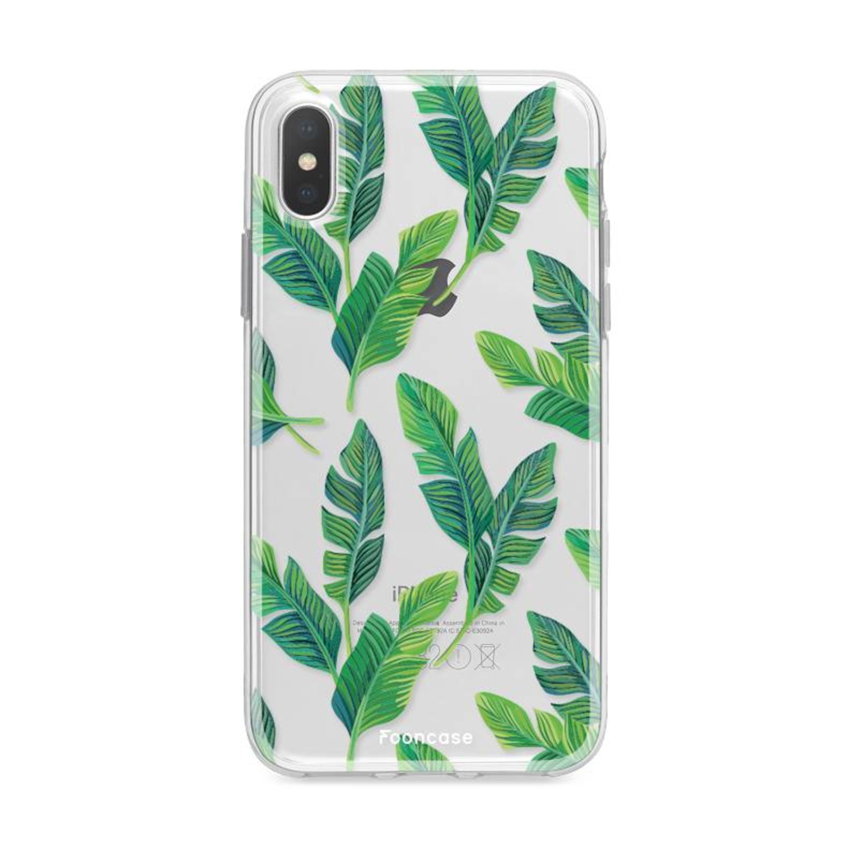 FOONCASE iPhone X hoesje TPU Soft Case - Back Cover - Banana leaves / Bananen bladeren