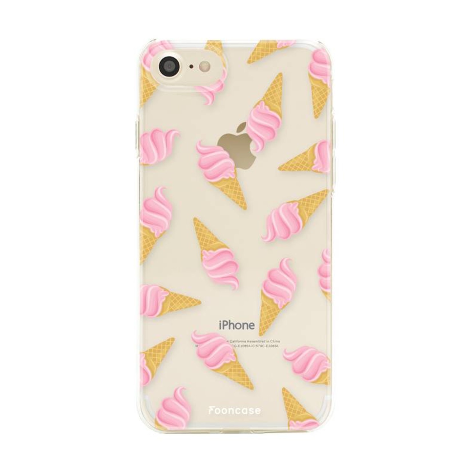 FOONCASE iPhone 7 hoesje TPU Soft Case - Back Cover - Ice Ice Baby / Ijsjes / Roze ijsjes