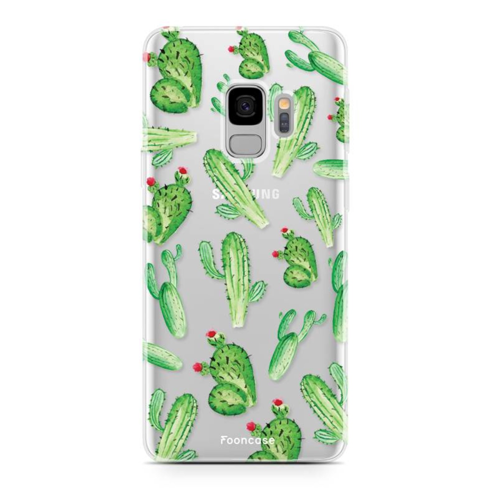 FOONCASE Fooncase Hoesje Geschikt voor Samsung Galaxy S9 - Shockproof Case - Back Cover / Soft Case - Cactus
