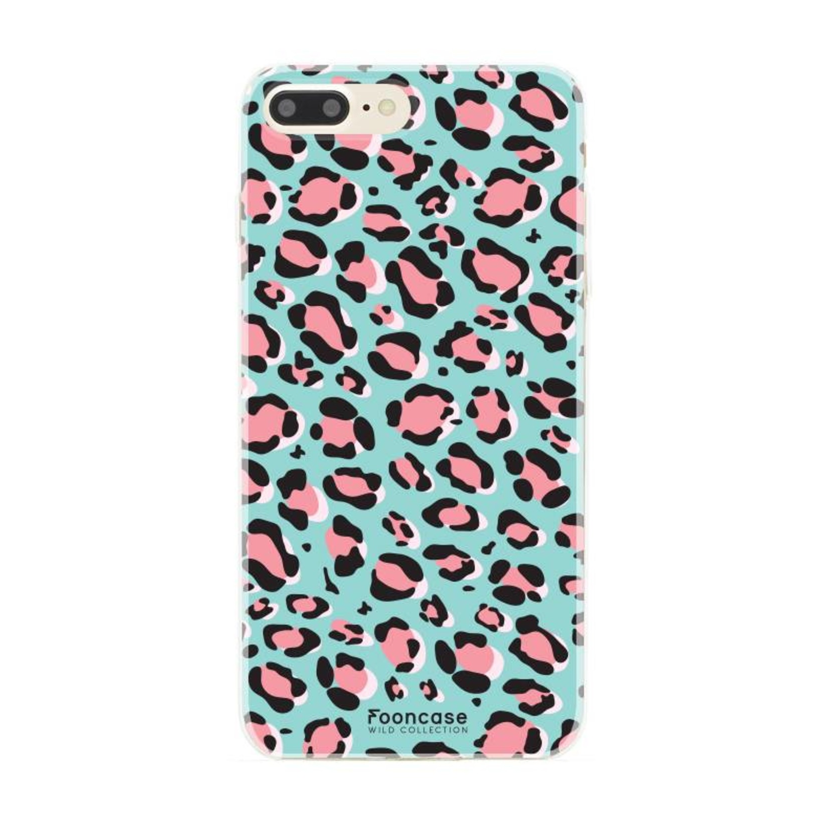 FOONCASE iPhone 8 Plus hoesje TPU Soft Case - Back Cover - Luipaard / Leopard print / Blauw