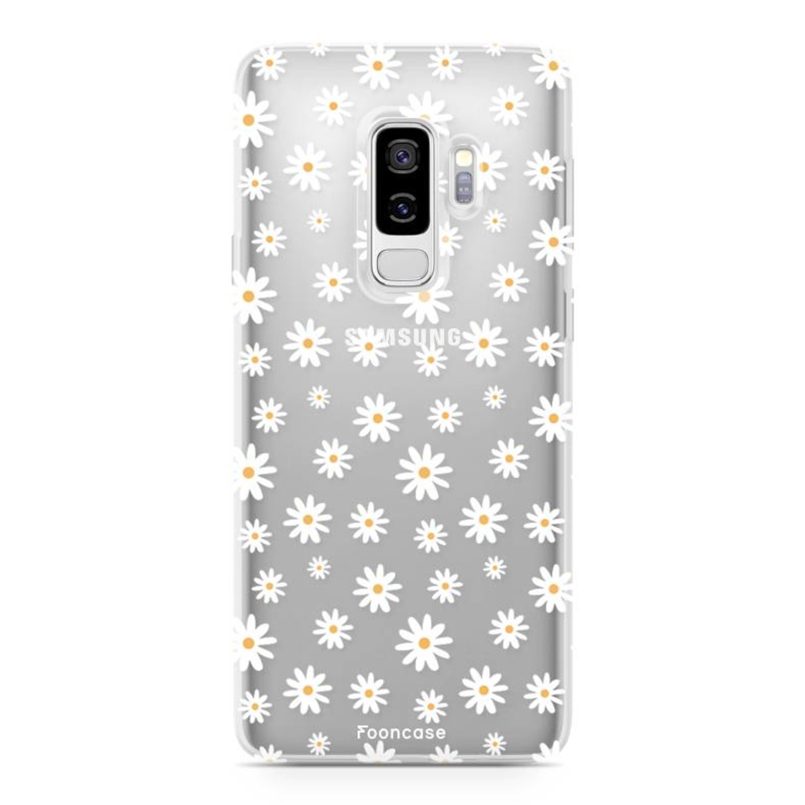 FOONCASE Fooncase Hoesje Geschikt voor Samsung Galaxy S9 Plus - Shockproof Case - Back Cover / Soft Case - Madeliefjes