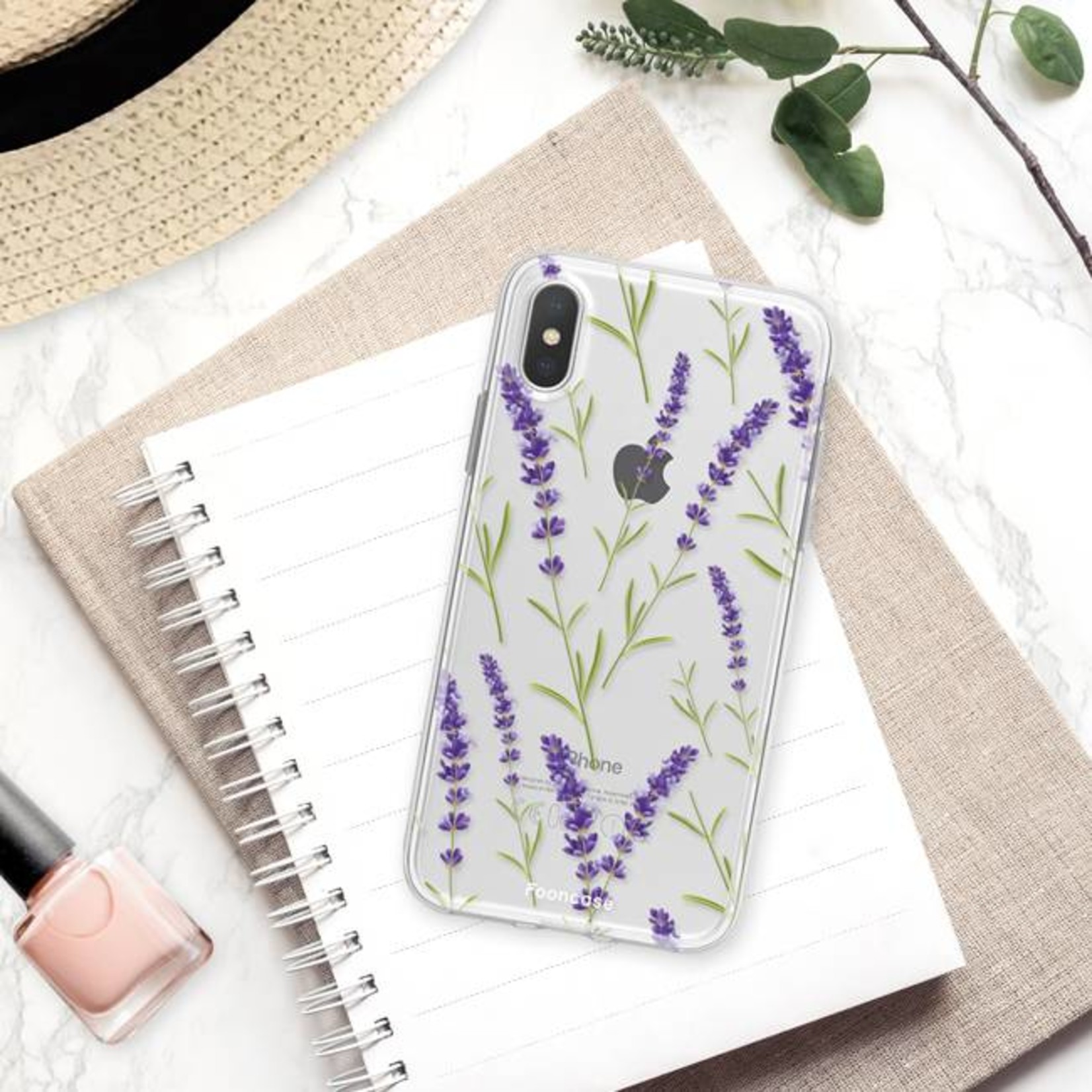 FOONCASE iPhone XS hoesje TPU Soft Case - Back Cover - Purple Flower / Paarse bloemen