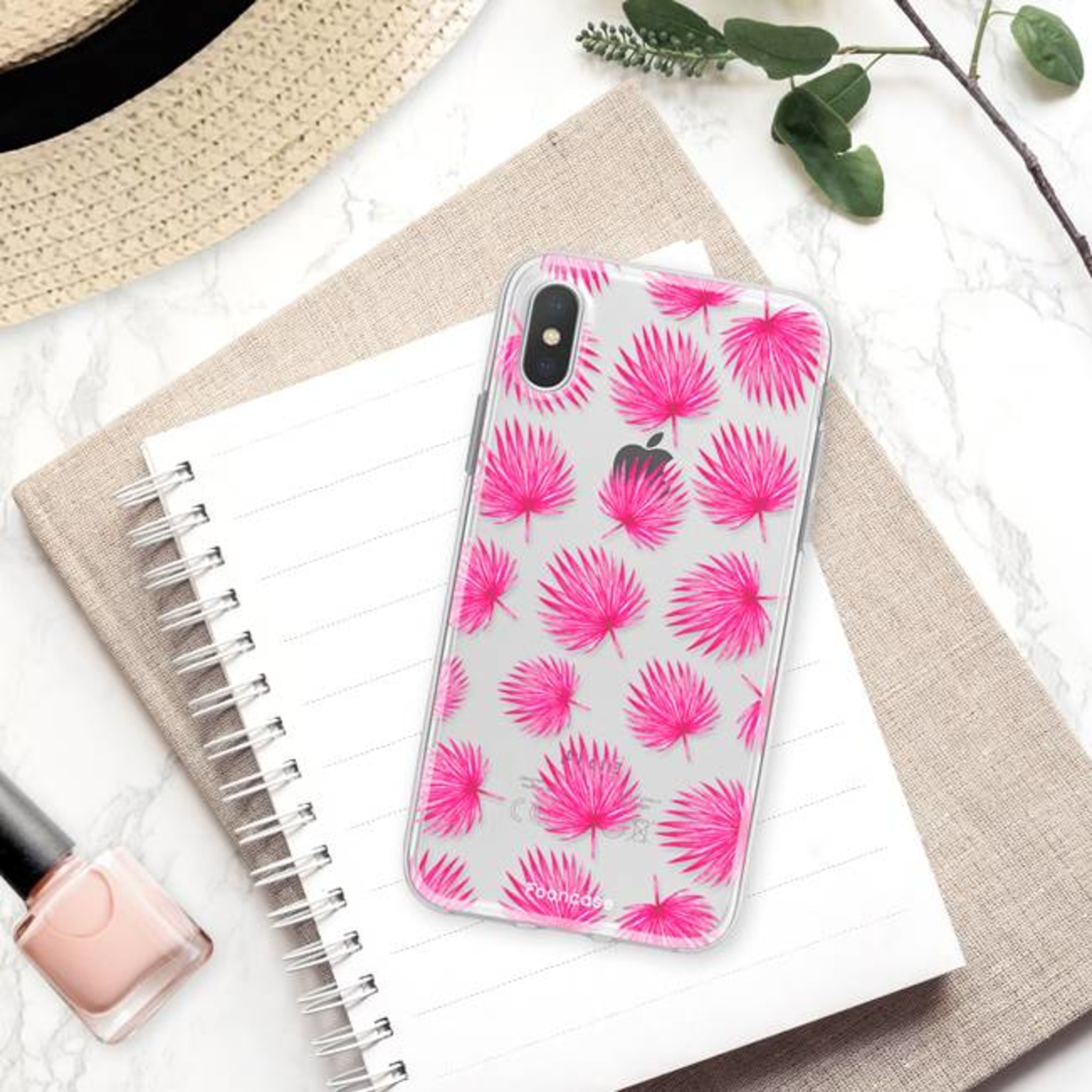 FOONCASE Iphone XS Case - Pink leaves