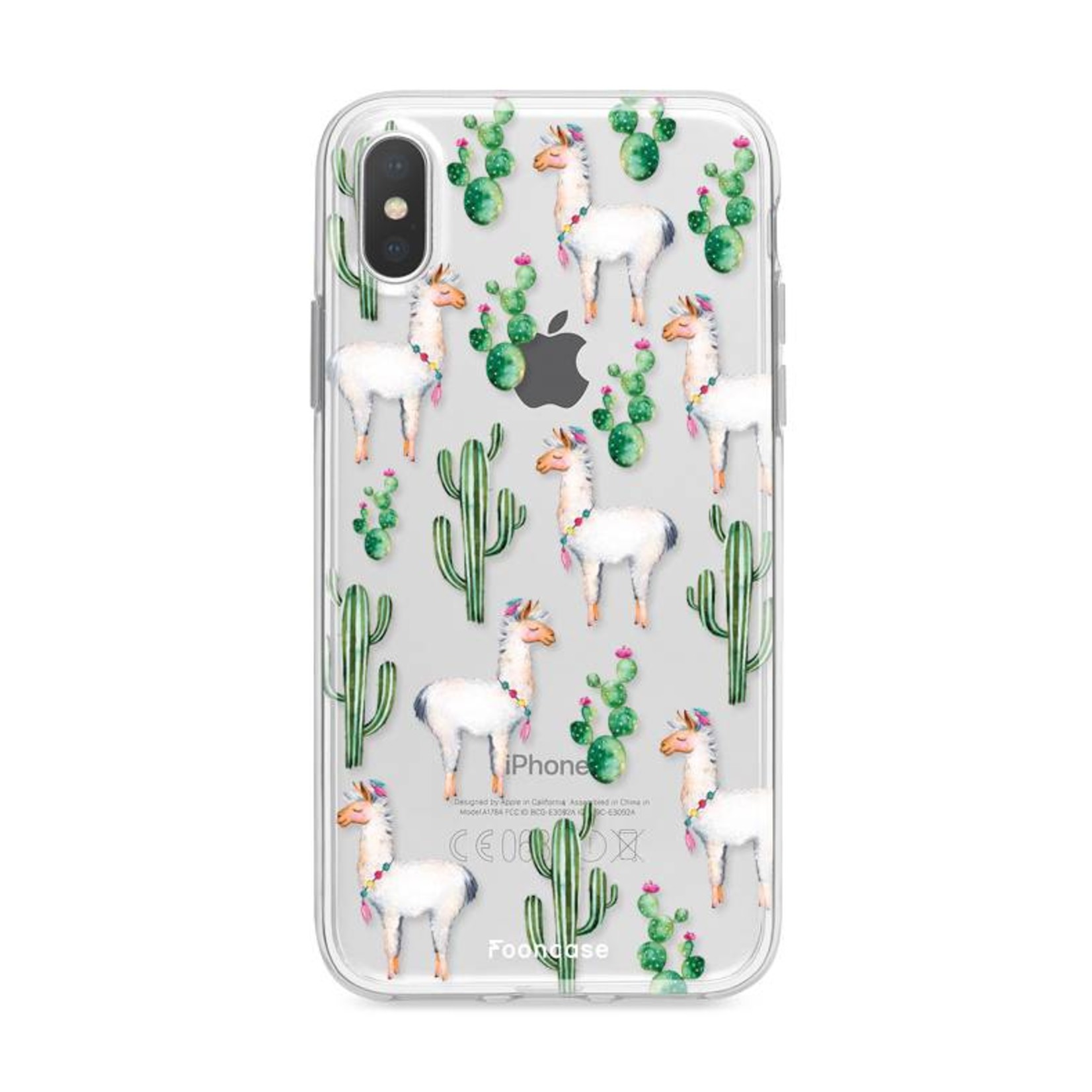 FOONCASE Fooncase Hoesje Geschikt voor iPhone XS - Shockproof Case - Back Cover / Soft Case - Alpaca / Lama