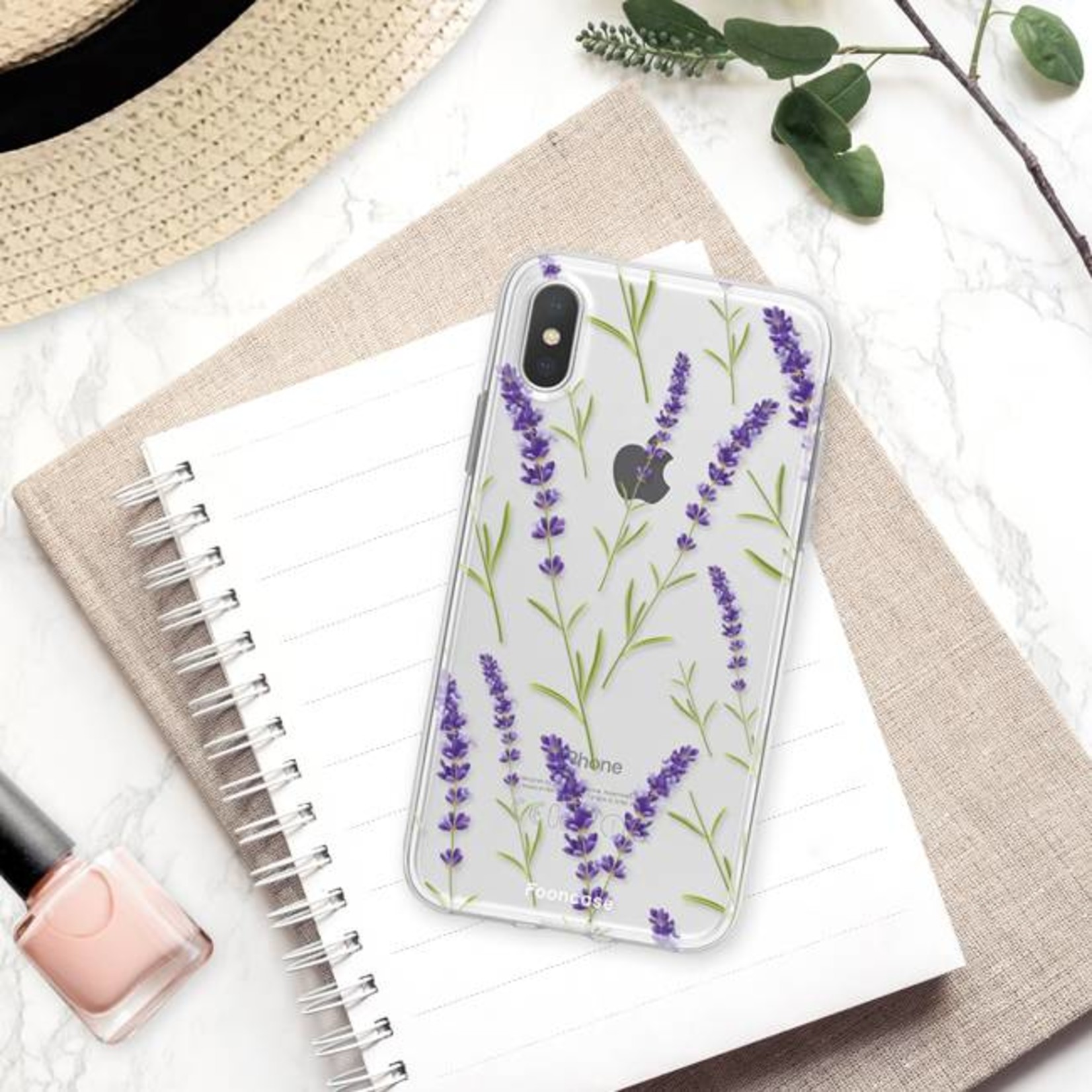 FOONCASE Fooncase Hoesje Geschikt voor iPhone XS Max - Shockproof Case - Back Cover / Soft Case - Purple Flower / Paarse bloemen
