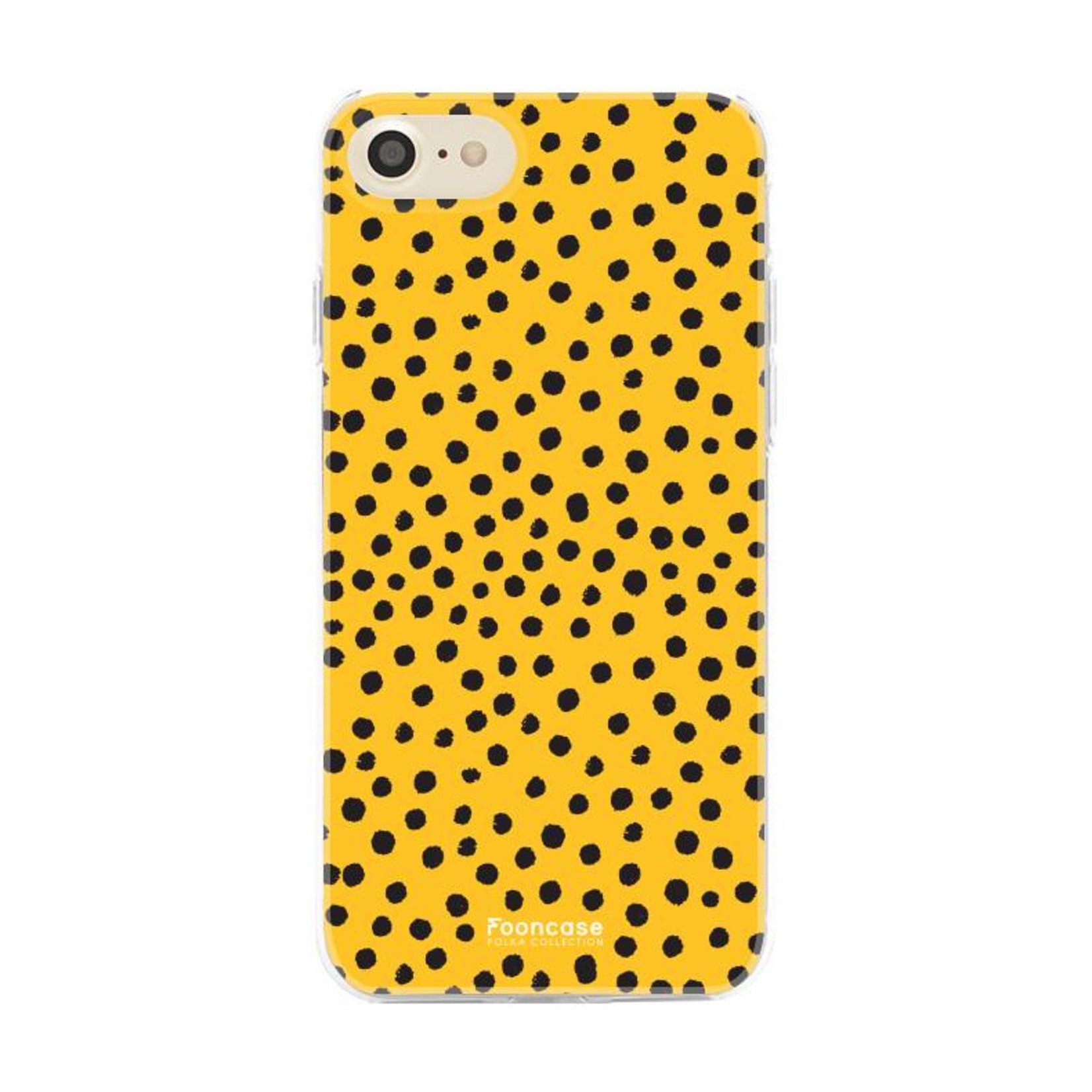 FOONCASE iPhone 7 hoesje TPU Soft Case - Back Cover - POLKA / Stipjes / Stippen / Oker Geel