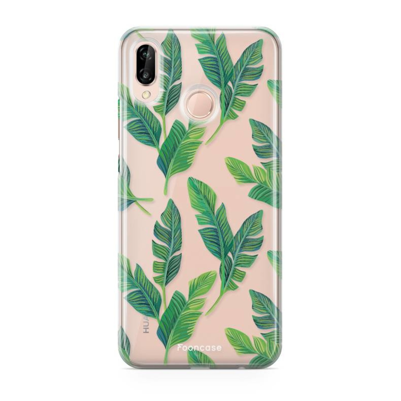 FOONCASE Fooncase Hoesje Geschikt voor Huawei P20 Lite - Shockproof Case - Back Cover / Soft Case - Banana leaves / Bananen bladeren