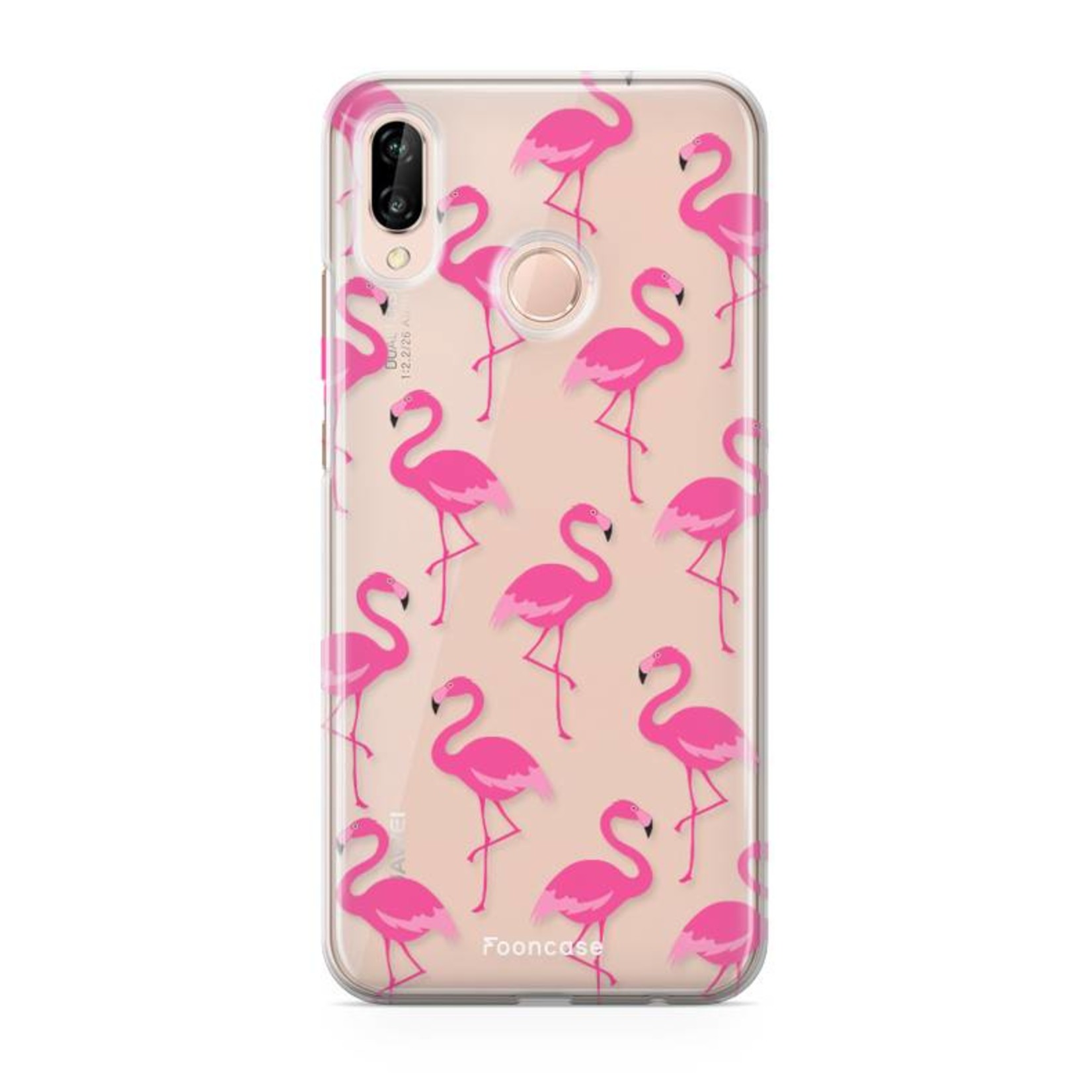 FOONCASE Fooncase Hoesje Geschikt voor Huawei P20 Lite - Shockproof Case - Back Cover / Soft Case - Flamingo