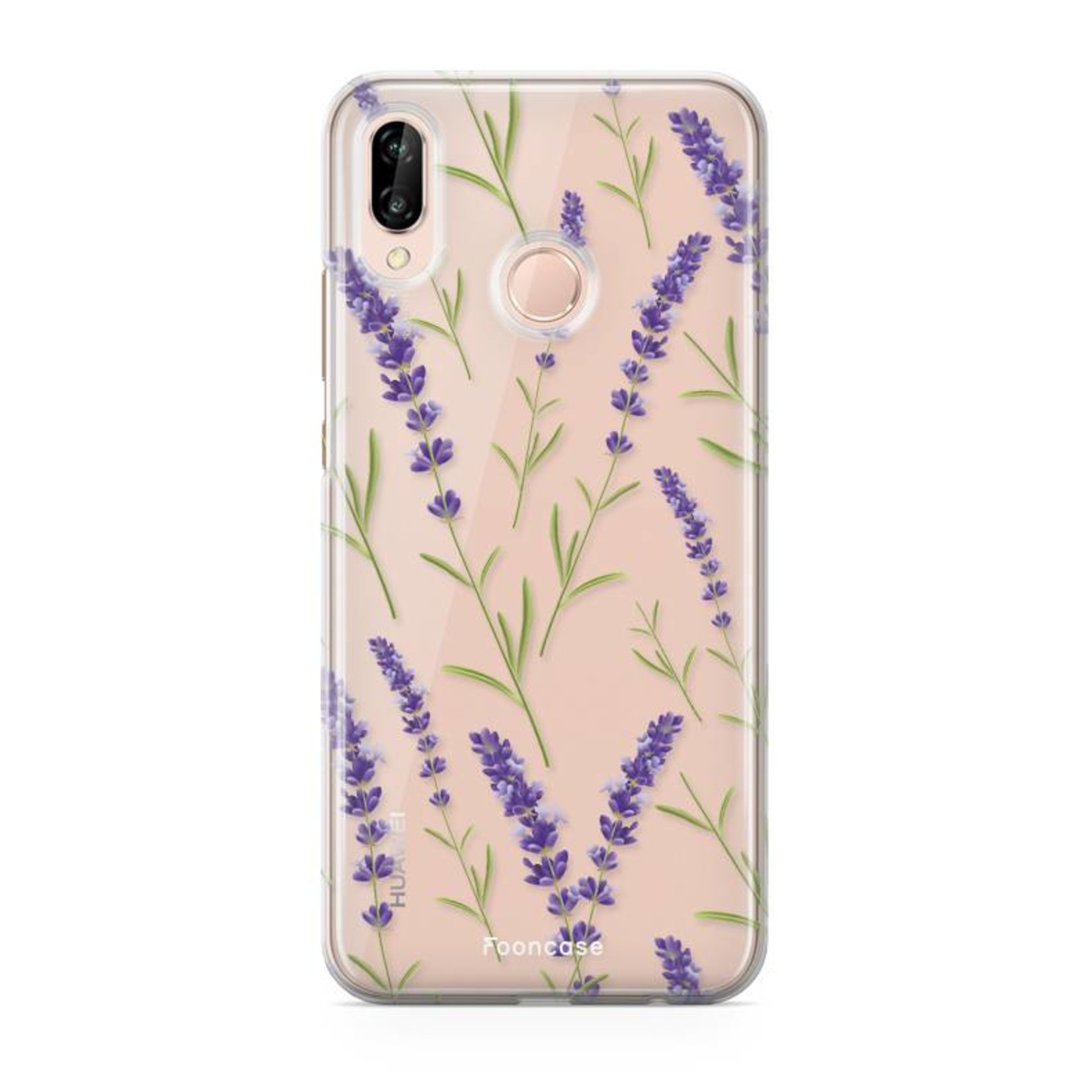 FOONCASE Fooncase Hoesje Geschikt voor Huawei P20 Lite - Shockproof Case - Back Cover / Soft Case - Purple Flower / Paarse bloemen