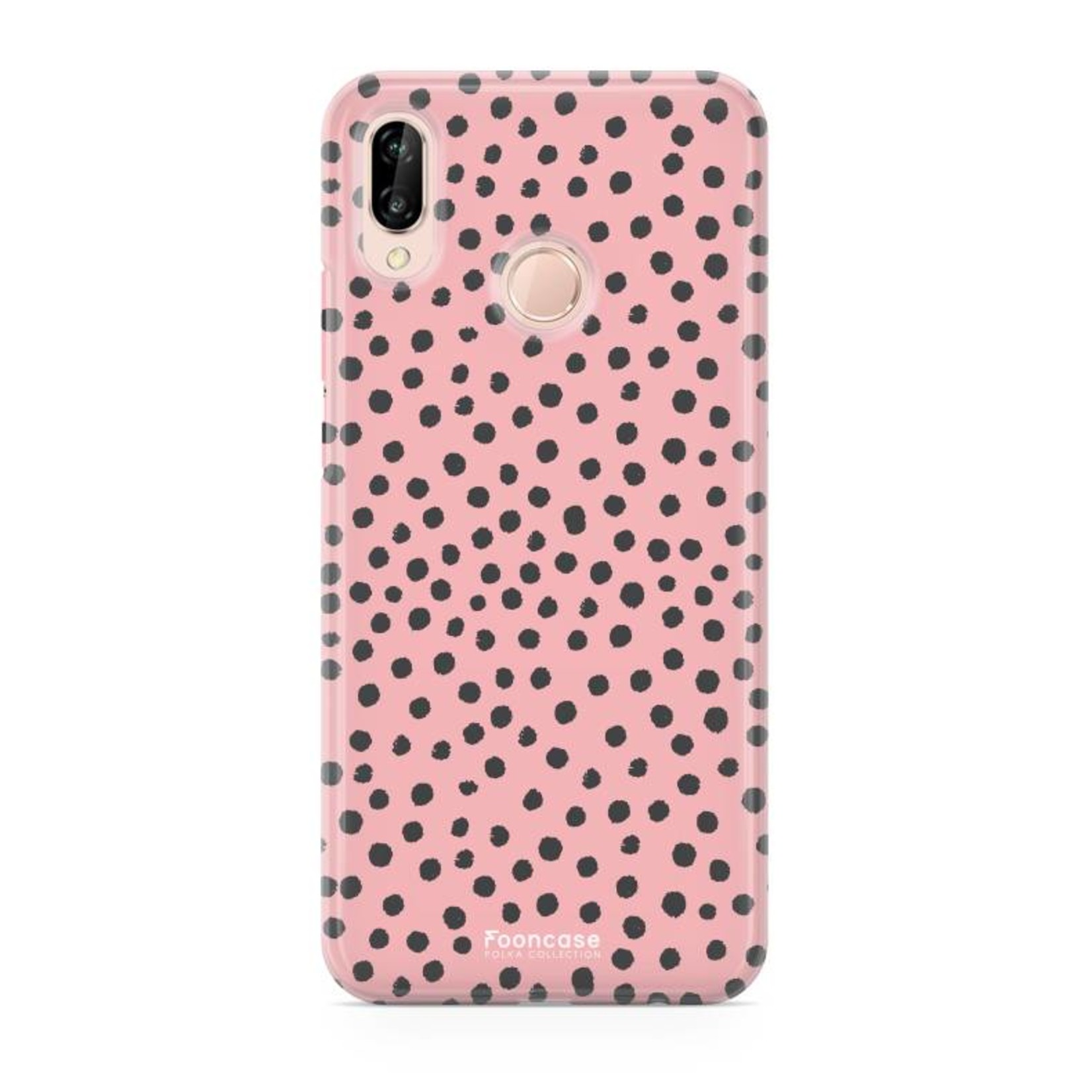 FOONCASE Fooncase Hoesje Geschikt voor Huawei P20 Lite - Shockproof Case - Back Cover / Soft Case - POLKA / Stipjes / Stippen / Roze