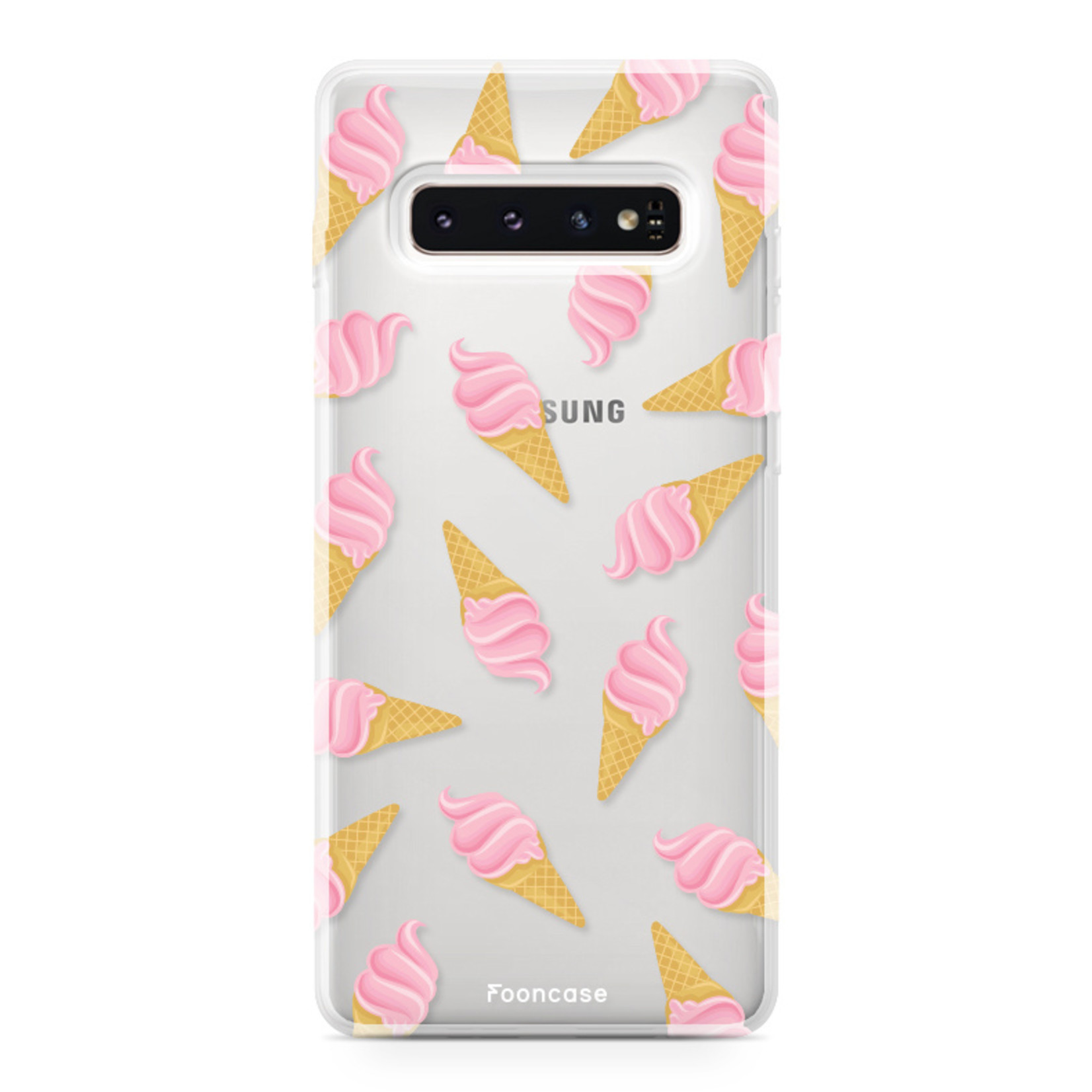FOONCASE Fooncase Hoesje Geschikt voor Samsung Galaxy S10 - Shockproof Case - Back Cover / Soft Case - Ice Ice Baby / Ijsjes / Roze ijsjes