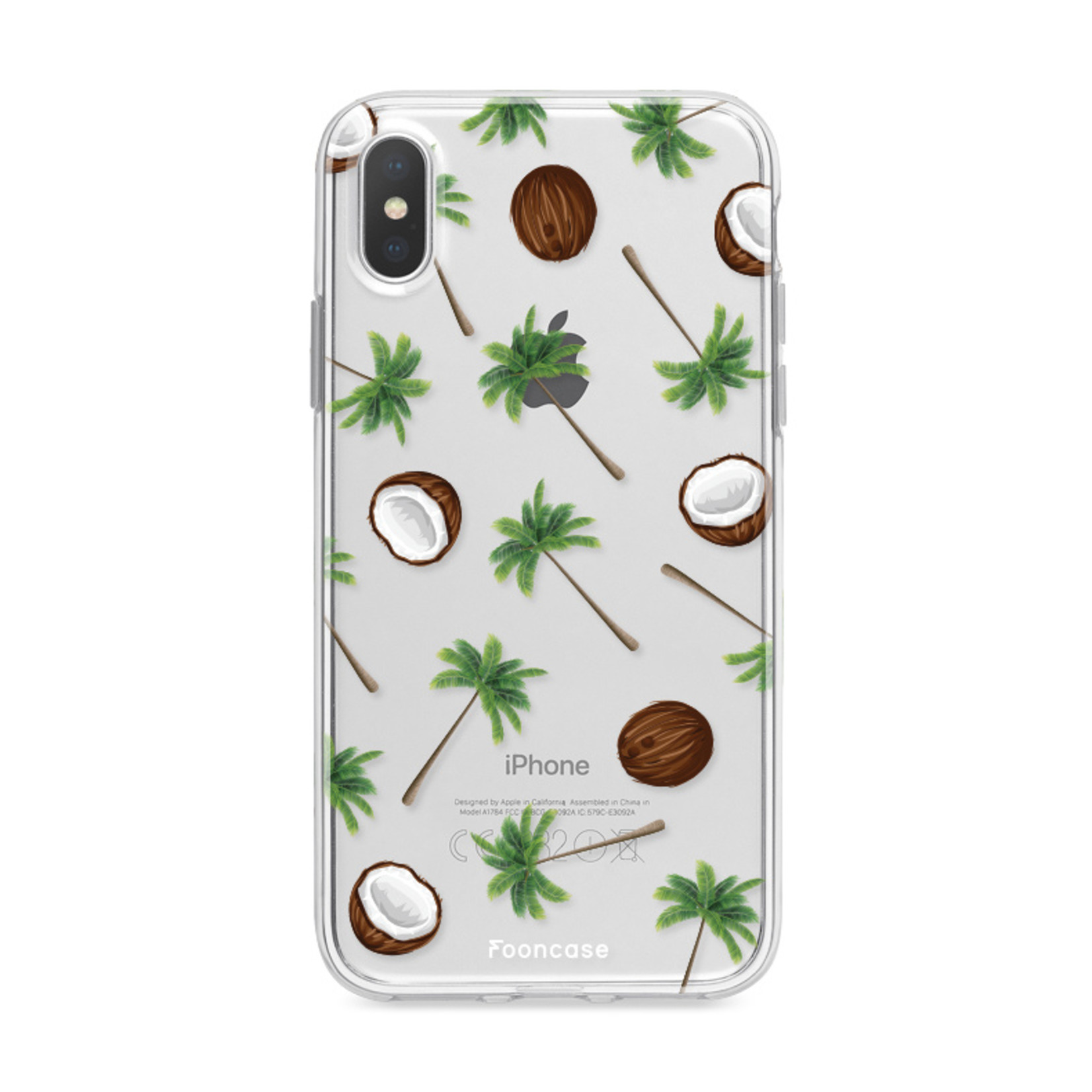 FOONCASE Fooncase Hoesje Geschikt voor iPhone X - Shockproof Case - Back Cover / Soft Case - Coco Paradise / Kokosnoot / Palmboom