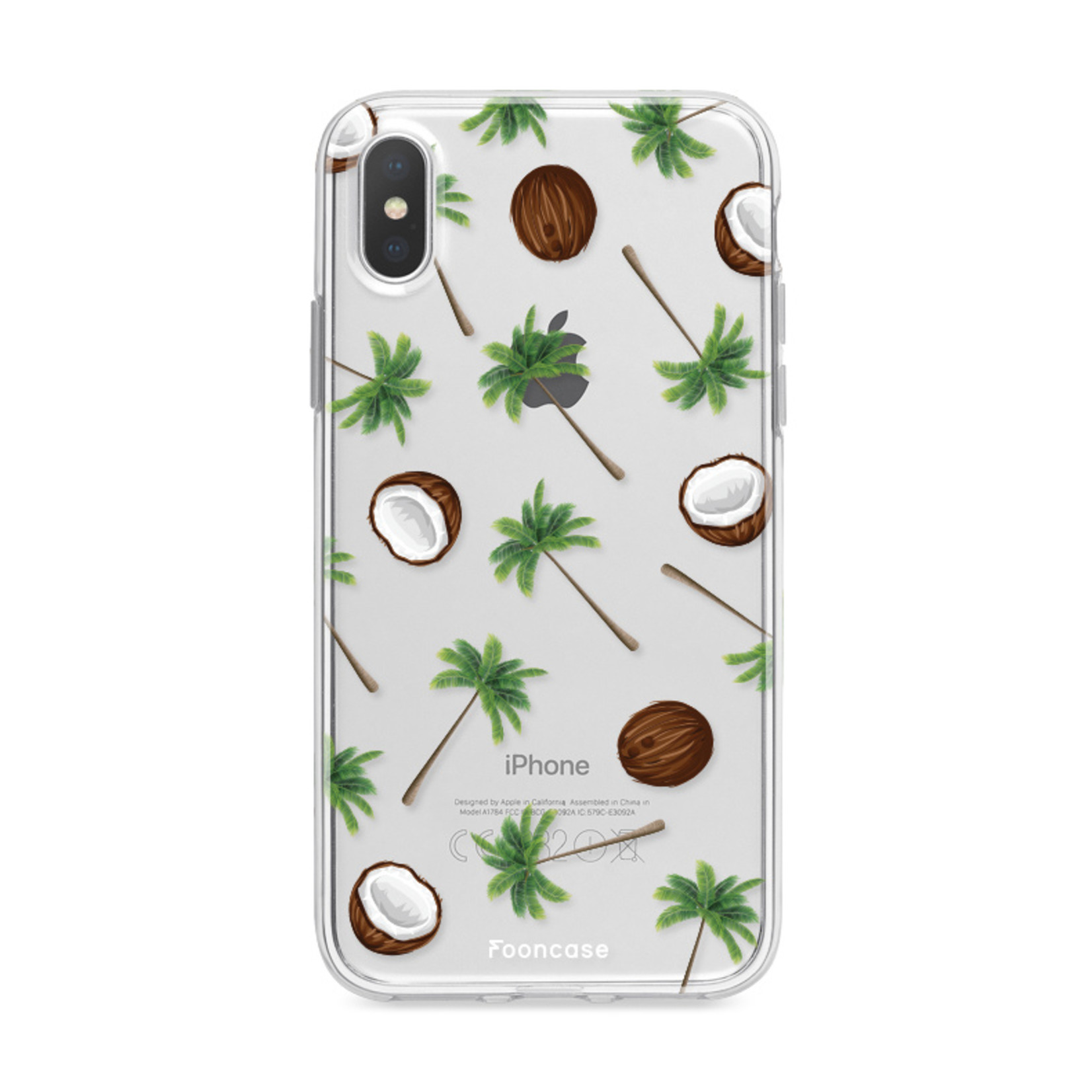 FOONCASE iPhone XS hoesje TPU Soft Case - Back Cover - Coco Paradise / Kokosnoot / Palmboom
