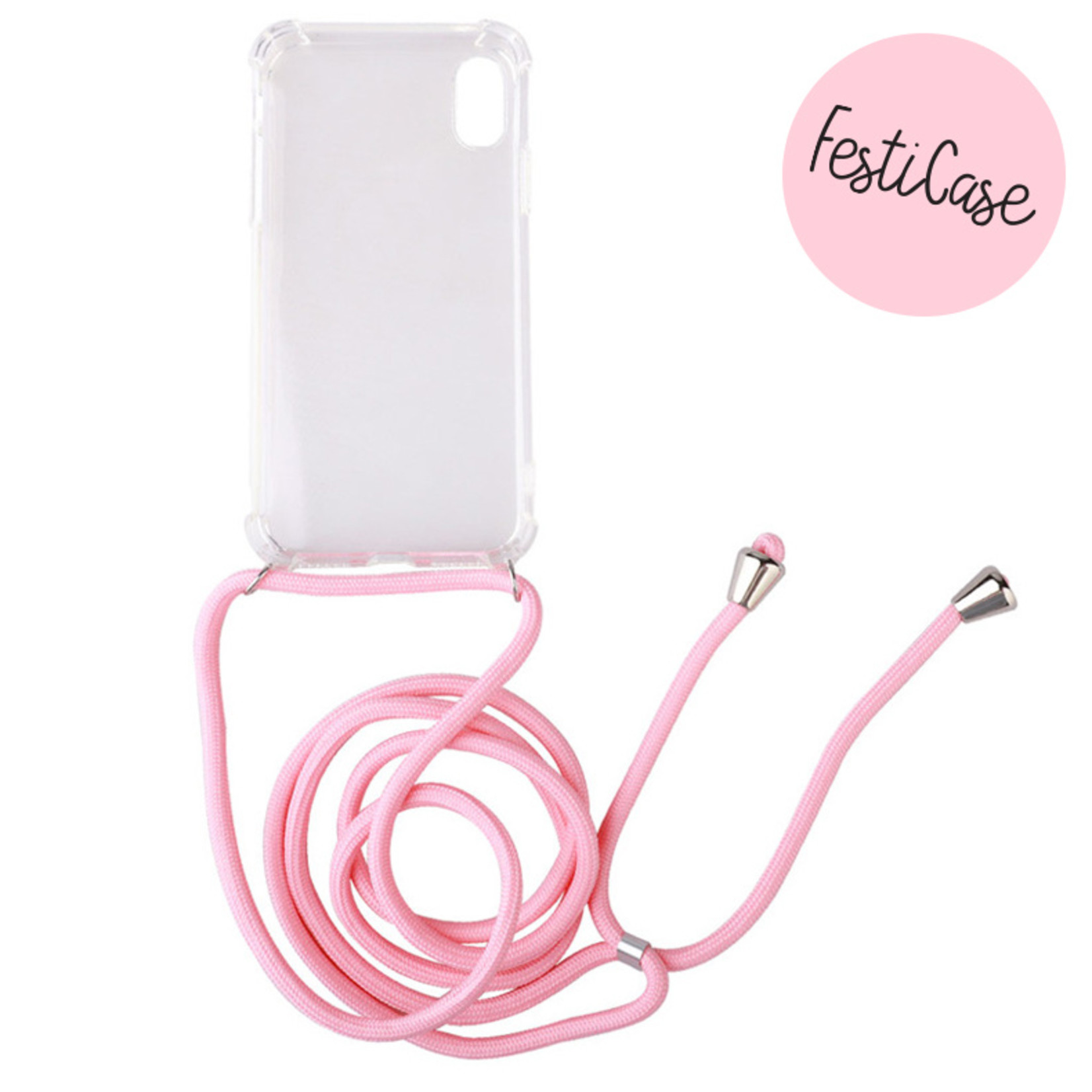 FOONCASE Iphone XS Max - Festicase Rosa (Handyhülle mit Band)