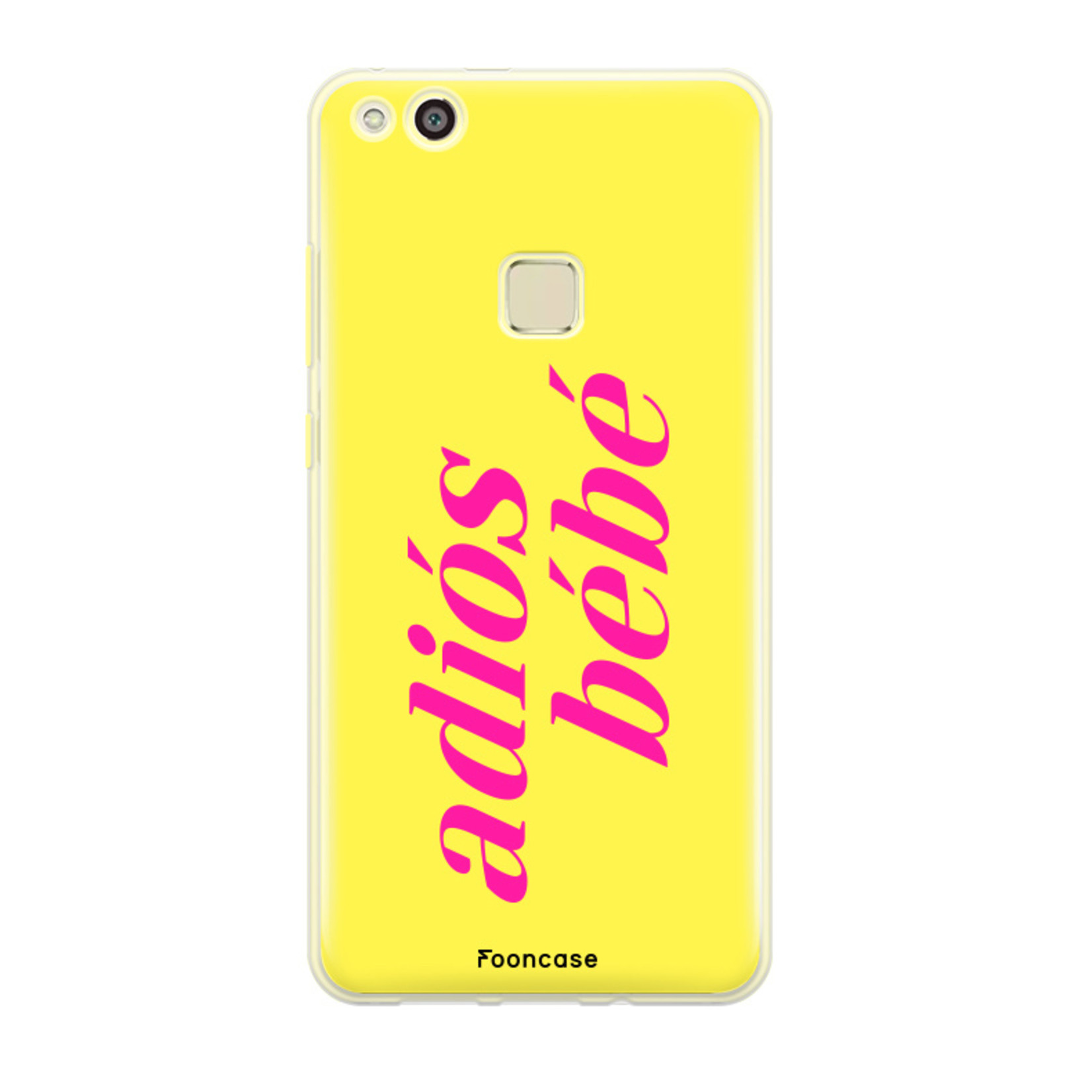 FOONCASE Fooncase Hoesje Geschikt voor Huawei P10 Lite - Shockproof Case - Back Cover / Soft Case - Adios Bebe / Geel & Roze