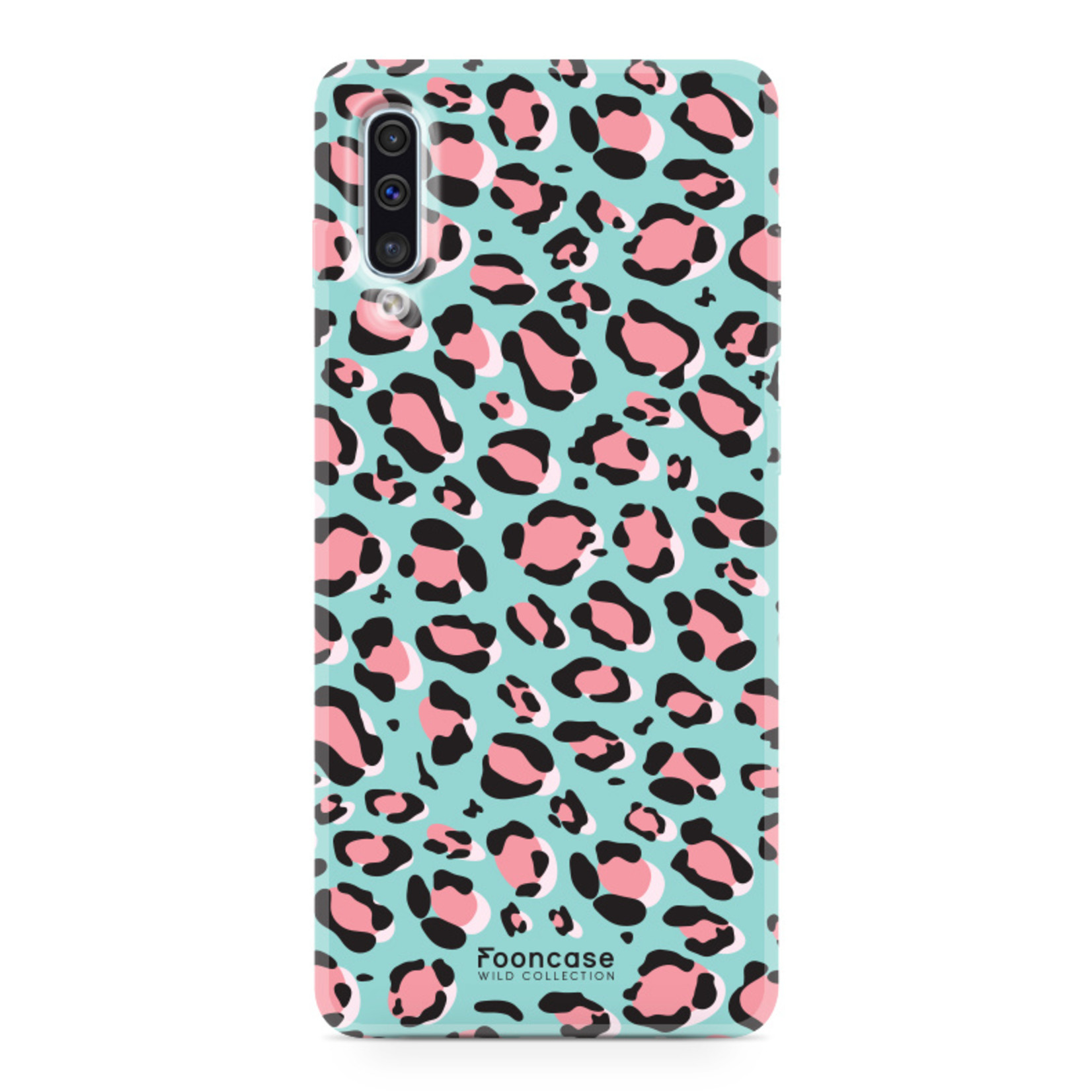 FOONCASE Samsung Galaxy A50 hoesje TPU Soft Case - Back Cover - Luipaard / Leopard print / Blauw