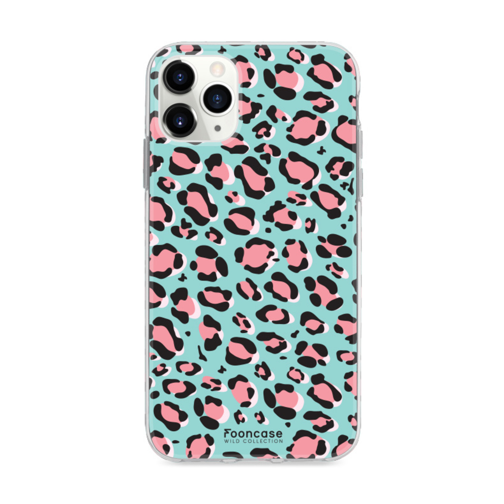 FOONCASE Fooncase Hoesje Geschikt voor iPhone 11 Pro Max - Shockproof Case - Back Cover / Soft Case - Luipaard / Leopard print / Blauw