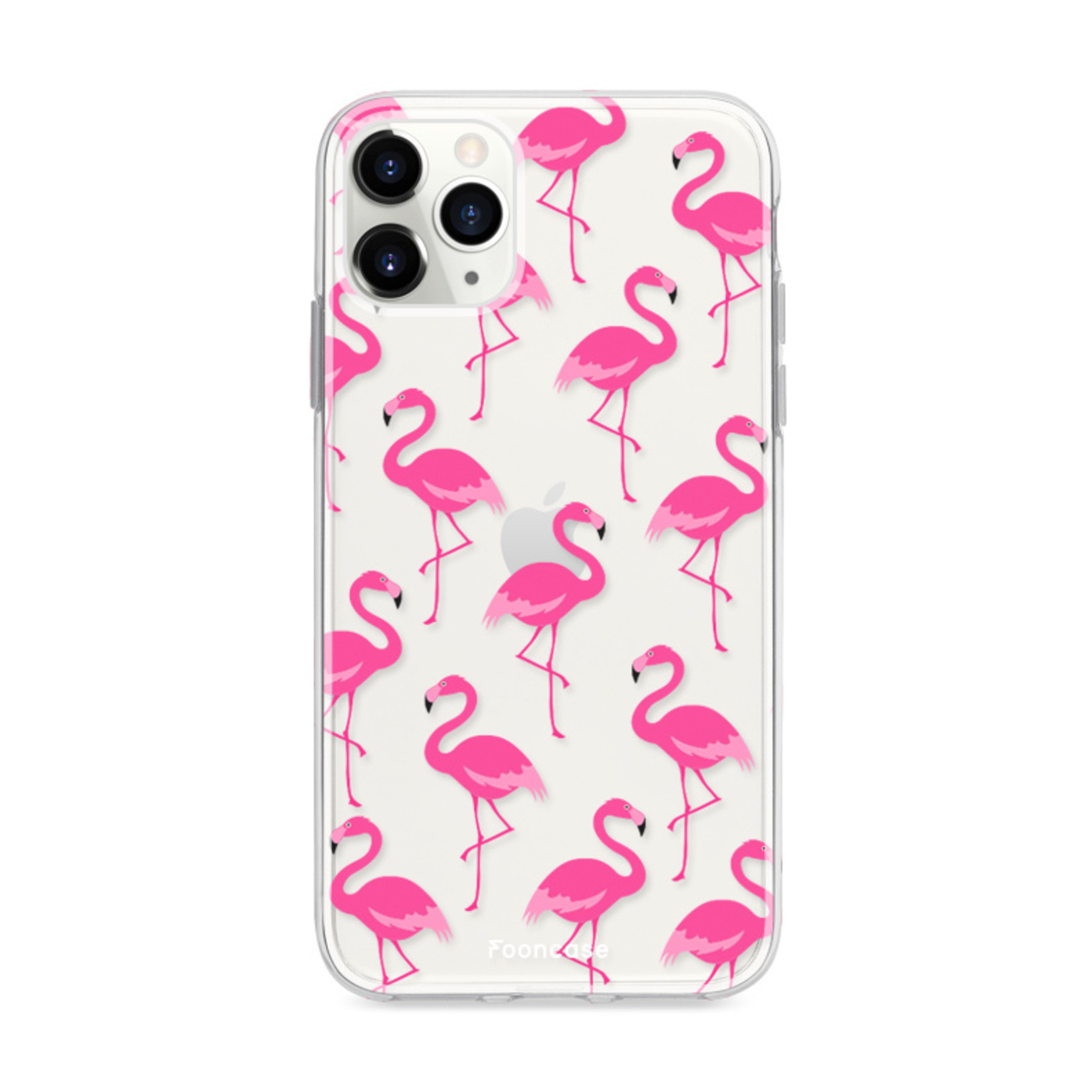 FOONCASE Fooncase Hoesje Geschikt voor iPhone 11 Pro - Shockproof Case - Back Cover / Soft Case - Flamingo