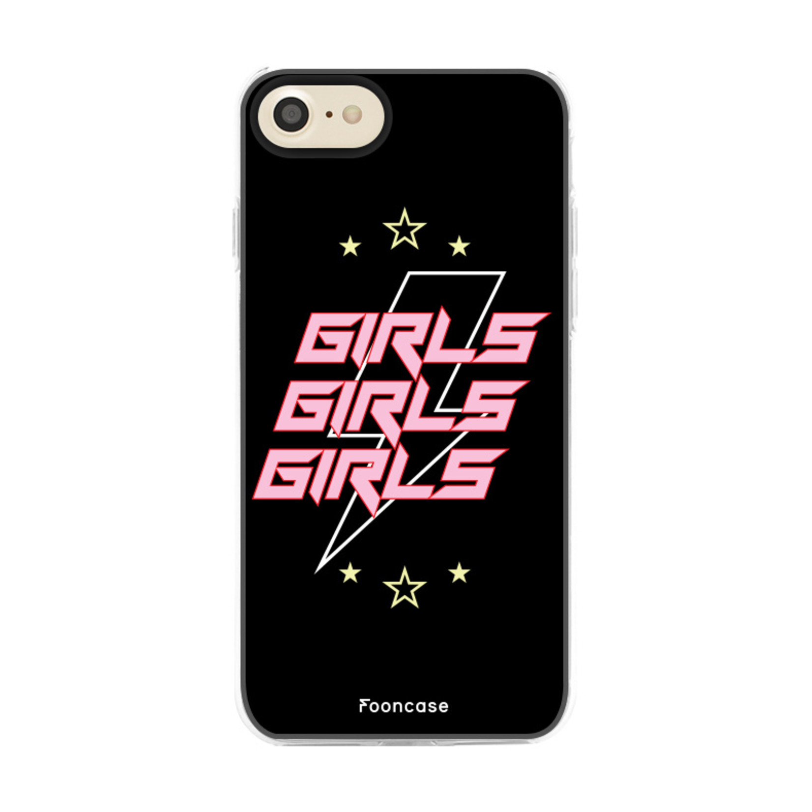 Fooncase Hoesje Geschikt voor iPhone 8 - Shockproof Case - Back Cover / Soft Case - Rebell Girls (sterretjes bliksem girls)