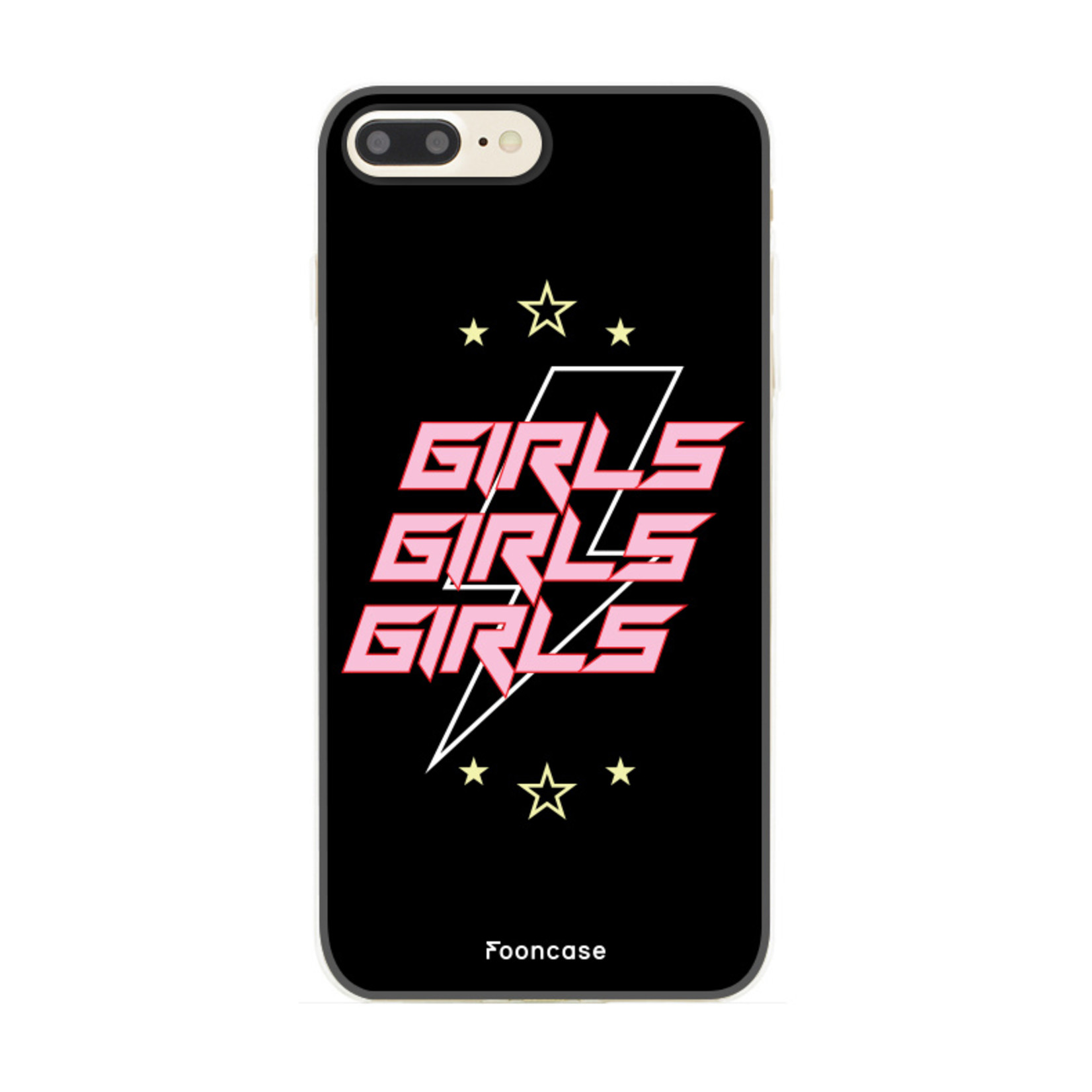 Fooncase Hoesje Geschikt voor iPhone 8 Plus - Shockproof Case - Back Cover / Soft Case - Rebell Girls (sterretjes bliksem girls)