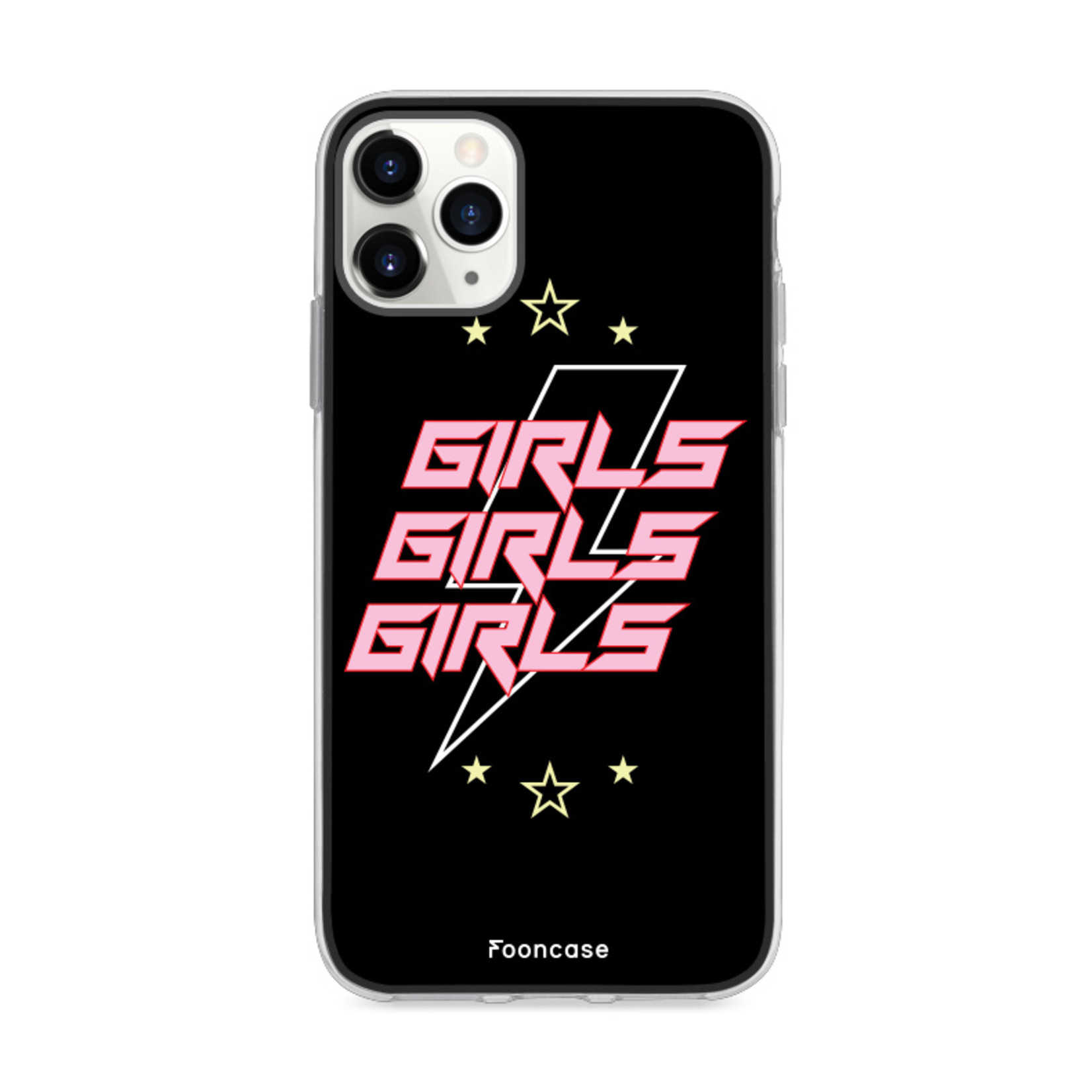 Fooncase Hoesje Geschikt voor iPhone 11 Pro Max - Shockproof Case - Back Cover / Soft Case - Rebell Girls (sterretjes bliksem girls)