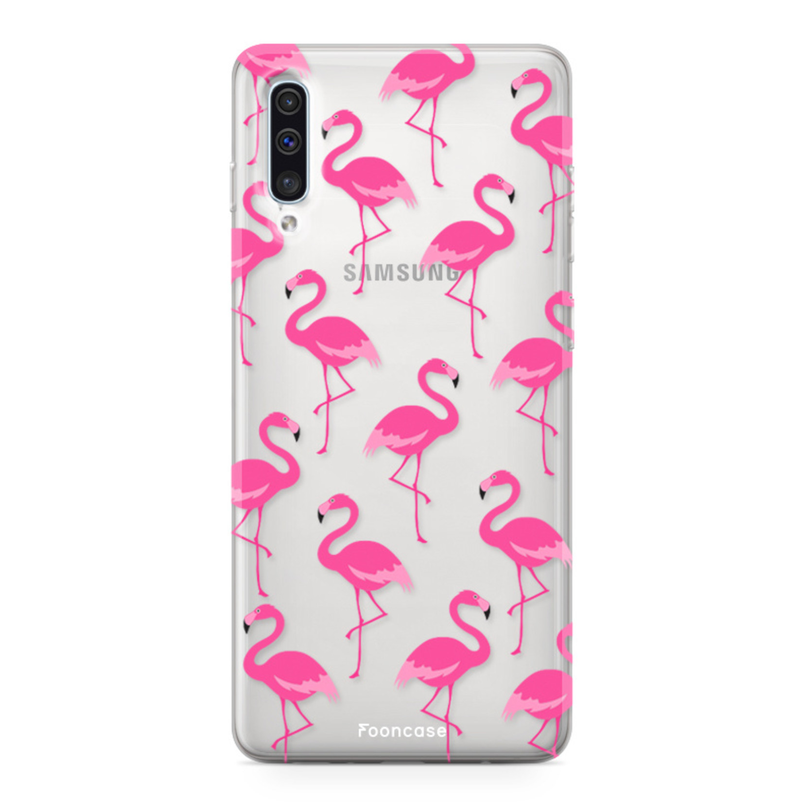 Fooncase Hoesje Geschikt voor Samsung Galaxy A70 - Shockproof Case - Back Cover / Soft Case -  Flamingo
