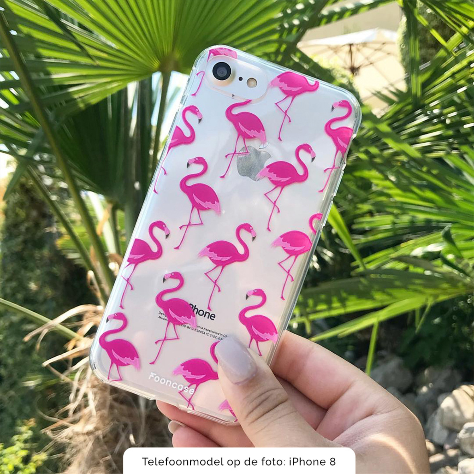FOONCASE iPhone 8 hoesje TPU Soft Case - Back Cover - Flamingo