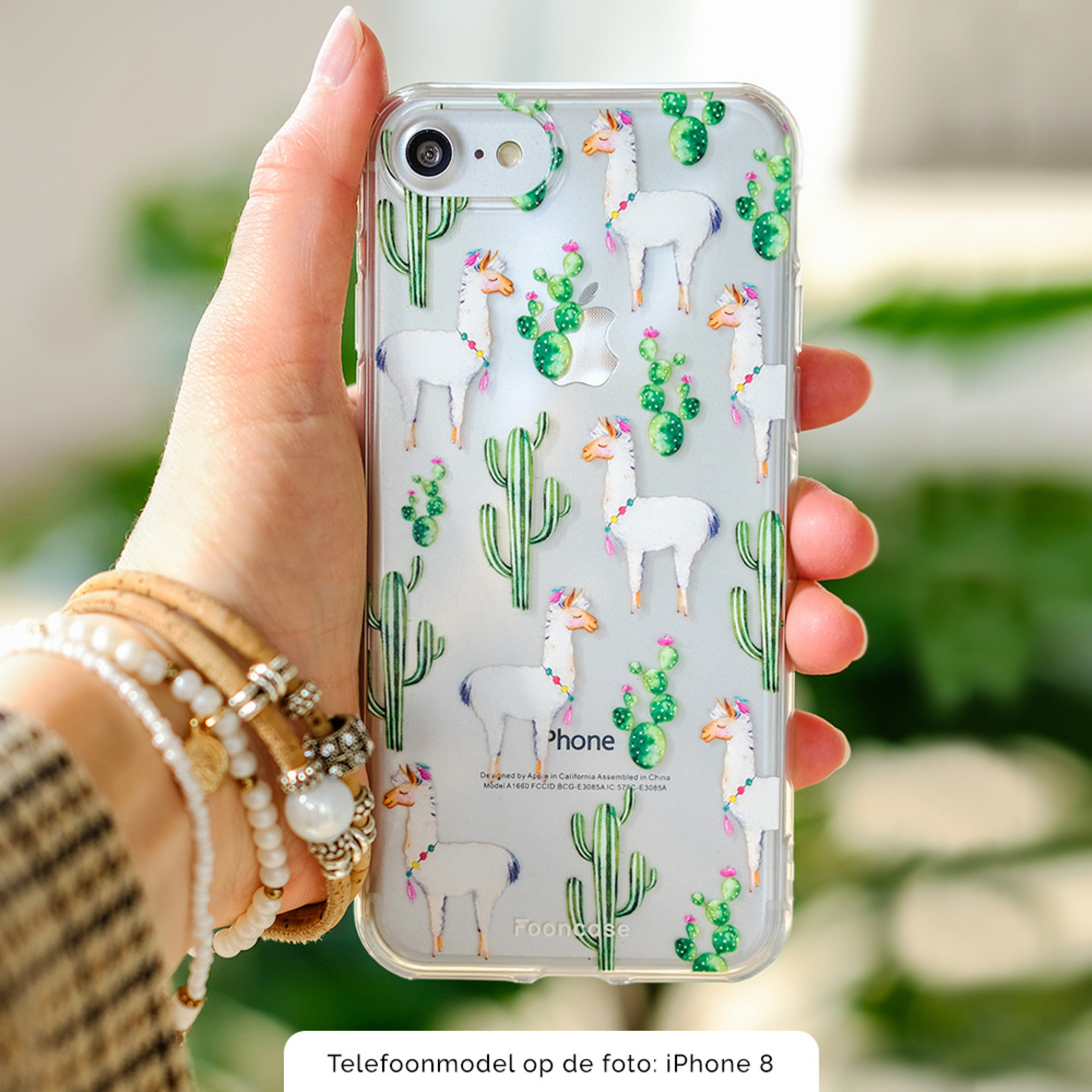 FOONCASE iPhone 8 Plus hoesje TPU Soft Case - Back Cover - Alpaca / Lama