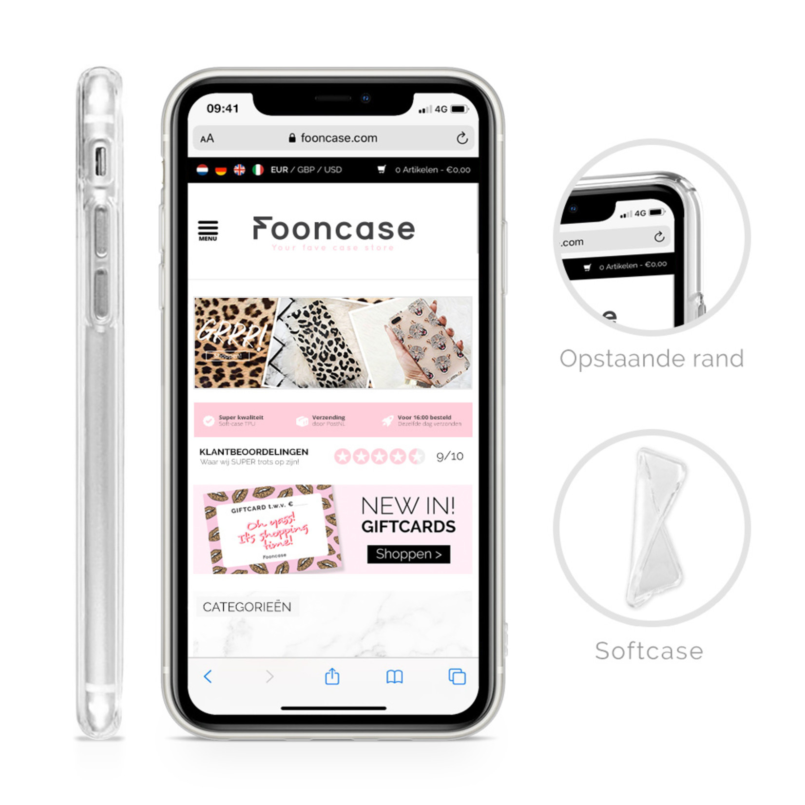 FOONCASE iPhone X hoesje TPU Soft Case - Back Cover - Cheeky Leopard / Luipaard hoofden