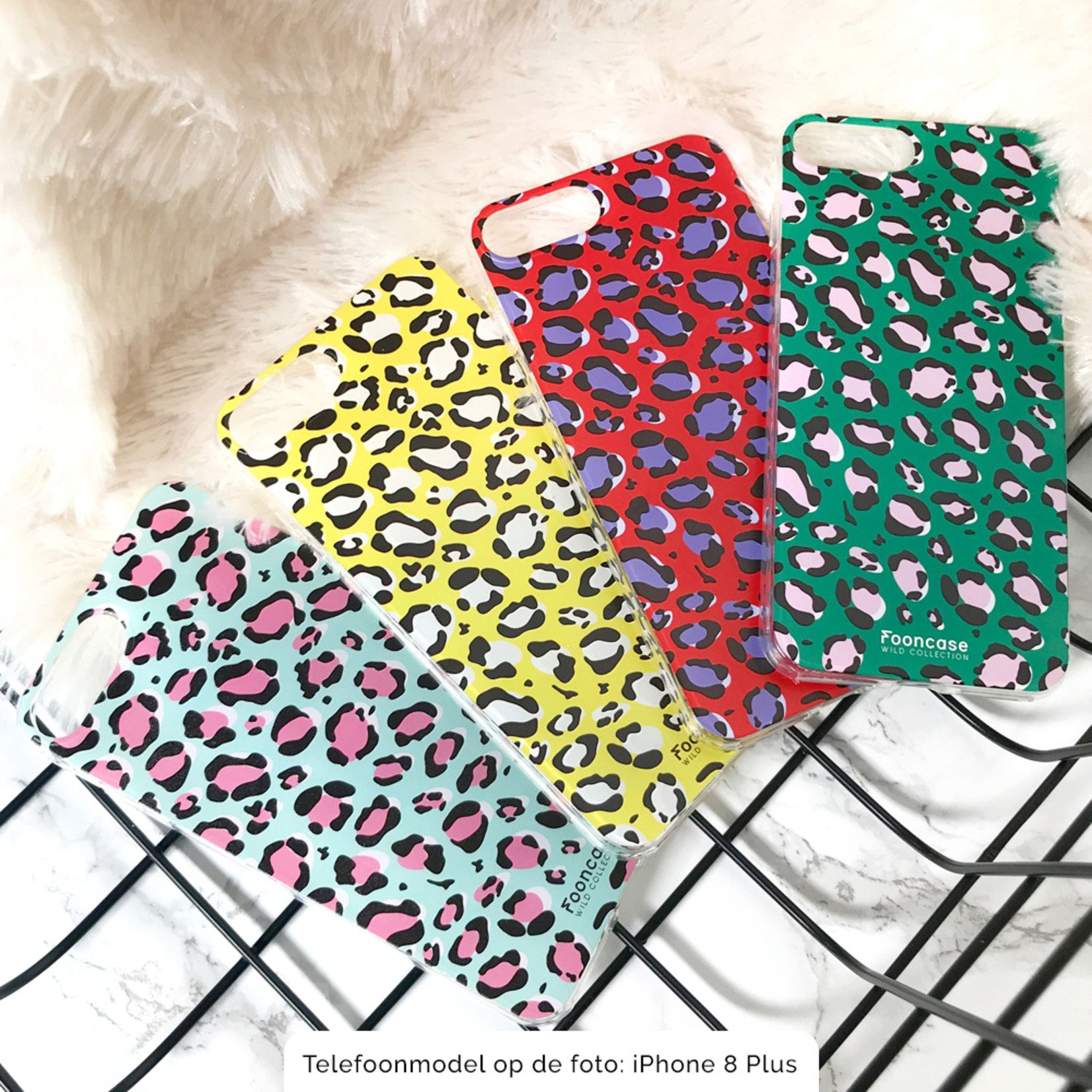 FOONCASE iPhone 8 hoesje TPU Soft Case - Back Cover - Luipaard / Leopard print / Blauw