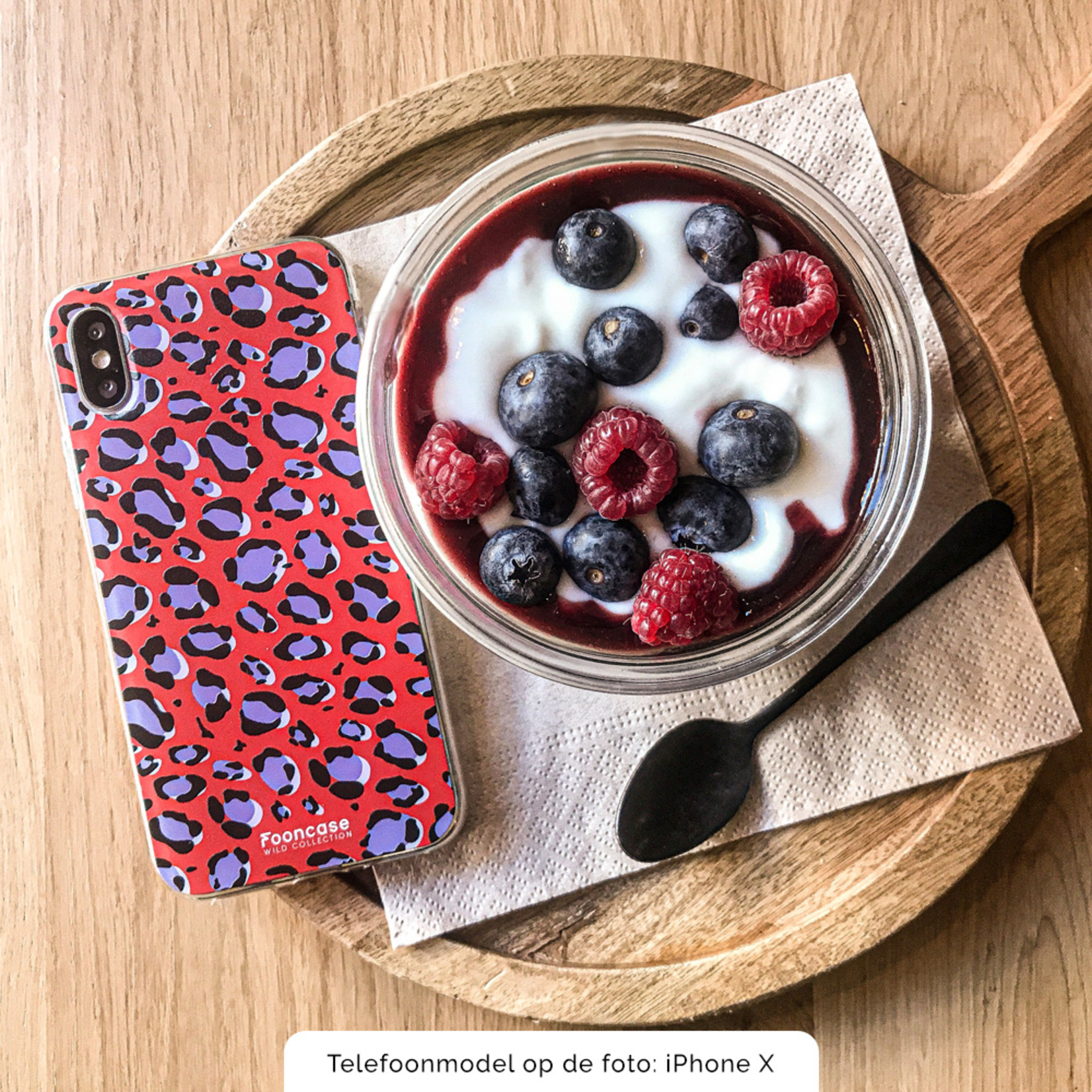 FOONCASE iPhone X hoesje TPU Soft Case - Back Cover - Luipaard / Leopard print / Rood