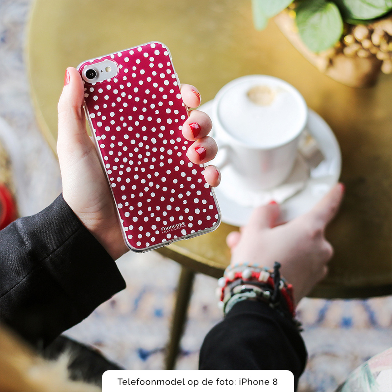 FOONCASE Iphone XR - POLKA COLLECTION / Bordeaux Red