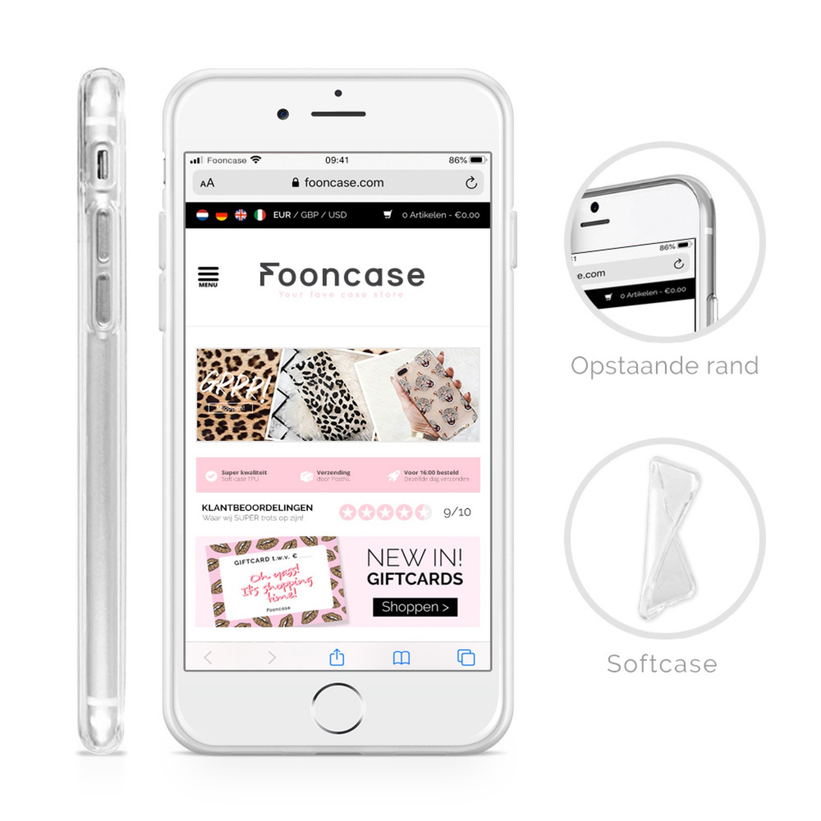 FOONCASE FESTICASE iPhone 8 Telefoonhoesje met koord (Wit) TPU Soft Case - Transparant