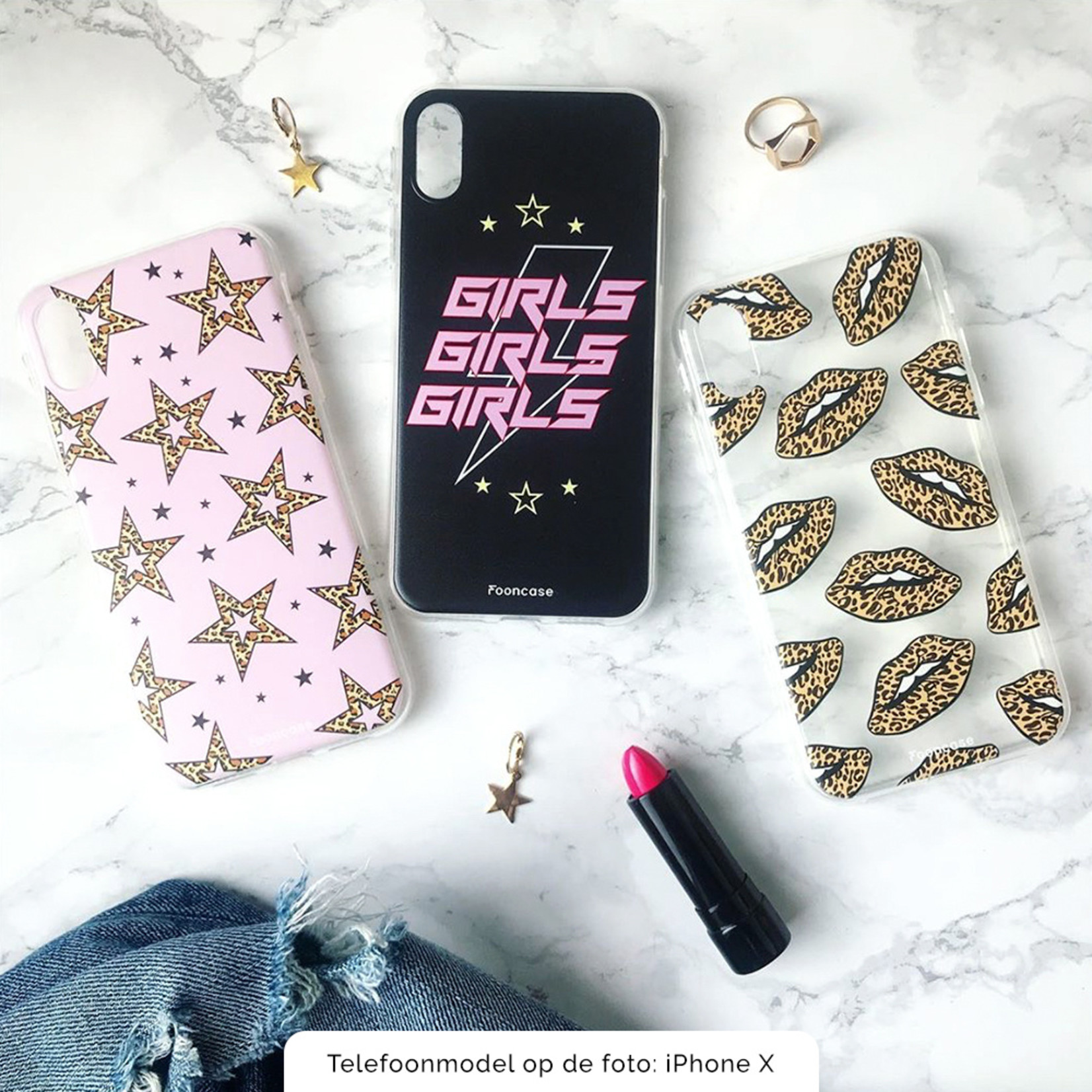 iPhone 8 hoesje TPU Soft Case - Back Cover - Rebell Girls (sterretjes bliksem girls)