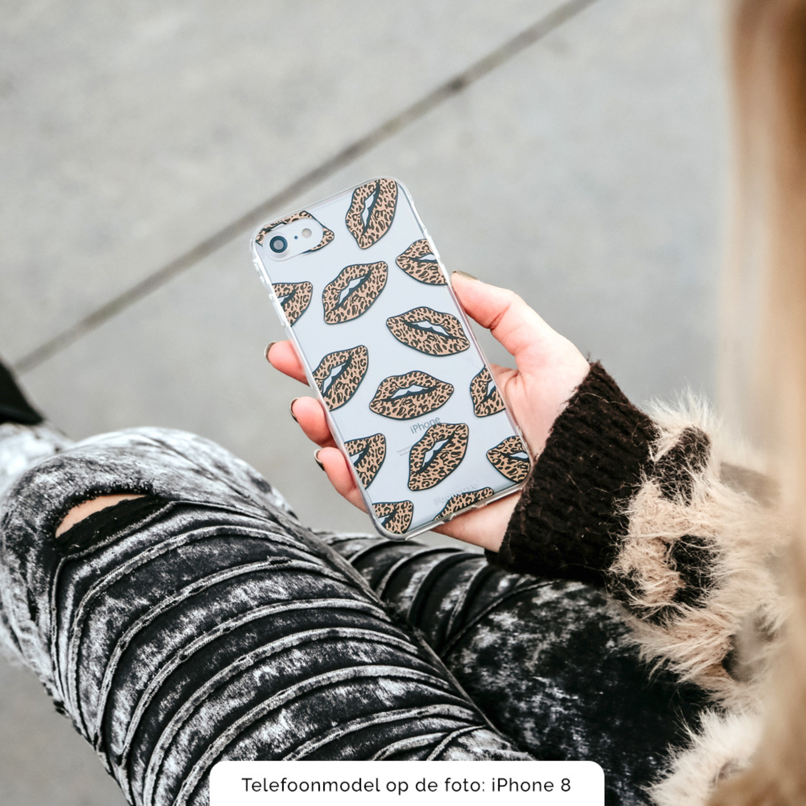 iPhone XS hoesje TPU Soft Case - Back Cover - Rebell Leopard Lips (leopard lippen)