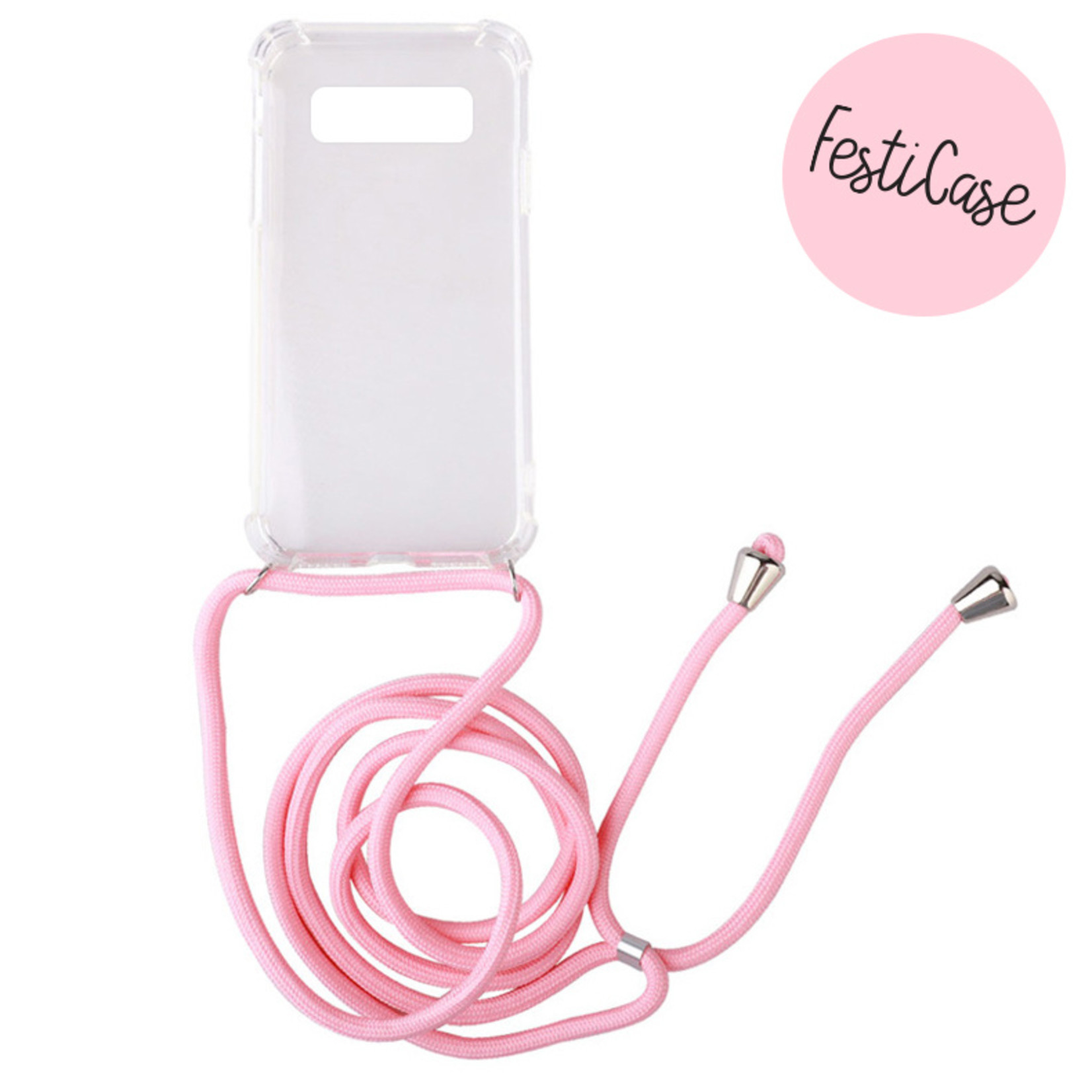 FOONCASE Samsung Galaxy S10 - Festicase Rosa (Handyhülle mit Band)