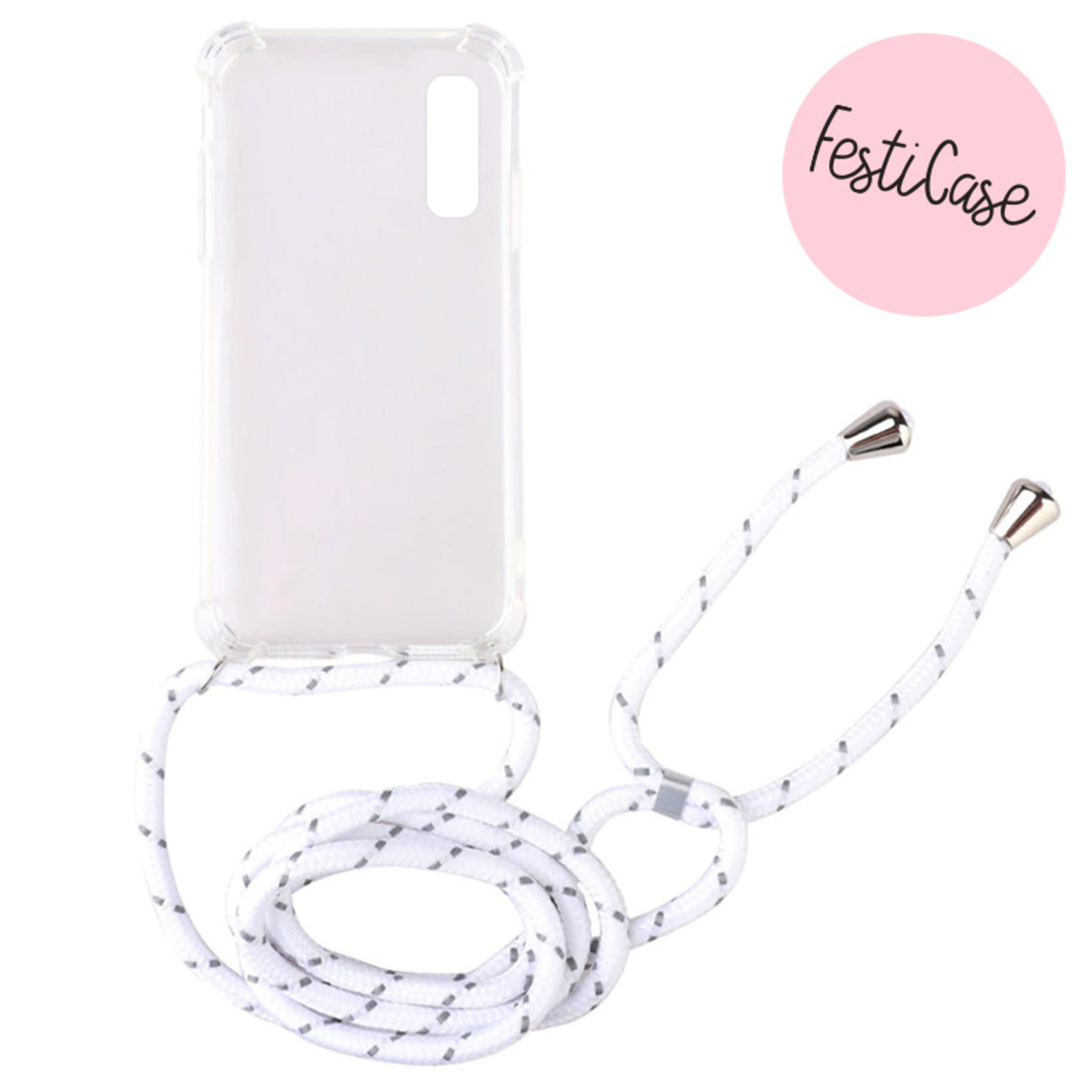FOONCASE Samsung Galaxy A50 - Festicase White (Phone case with cord)